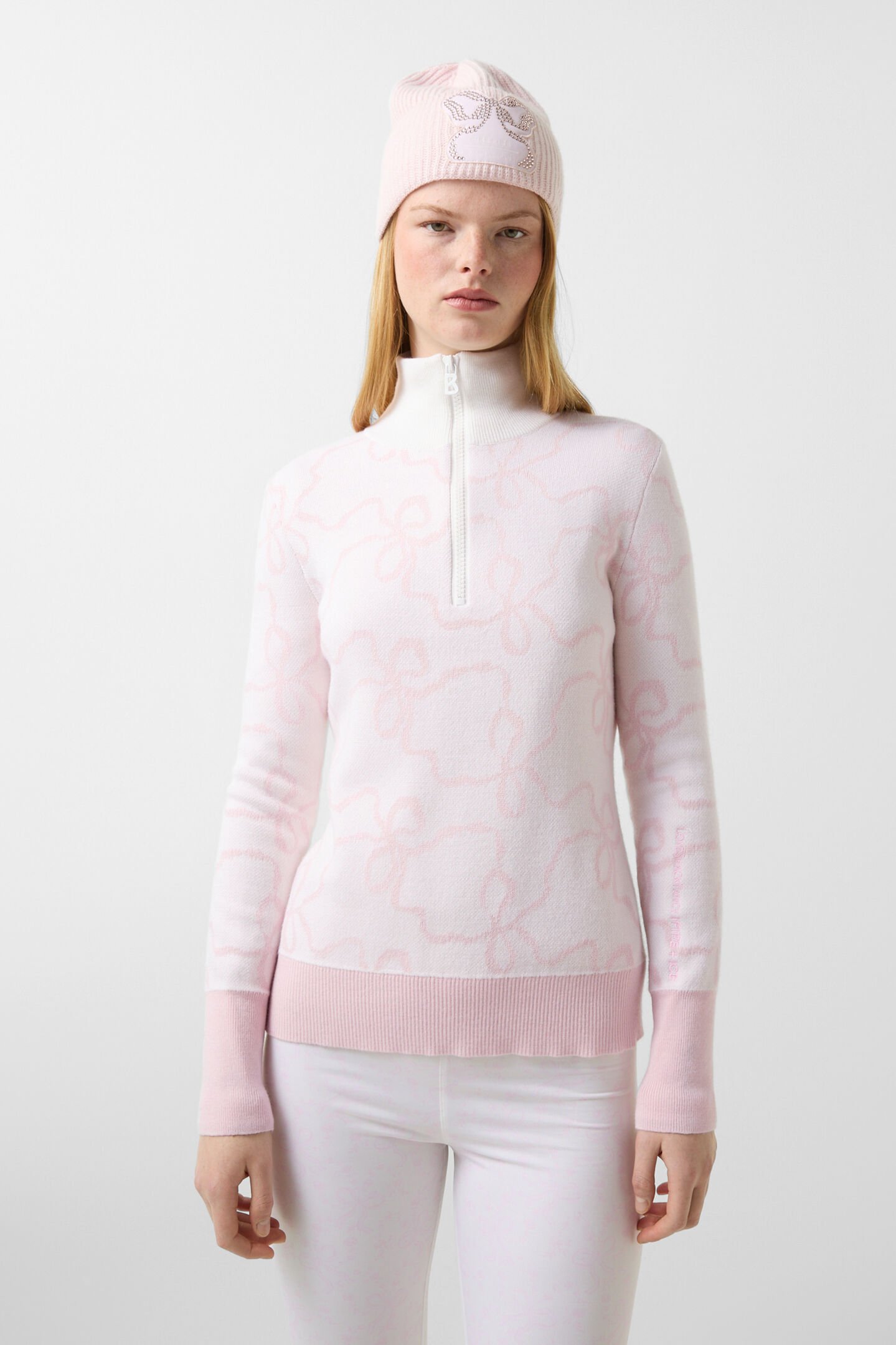 Knitted troyer Azra Pink/Off-White