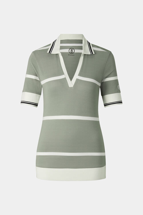 Jessi polo shirt Eucalyptus/Off-White