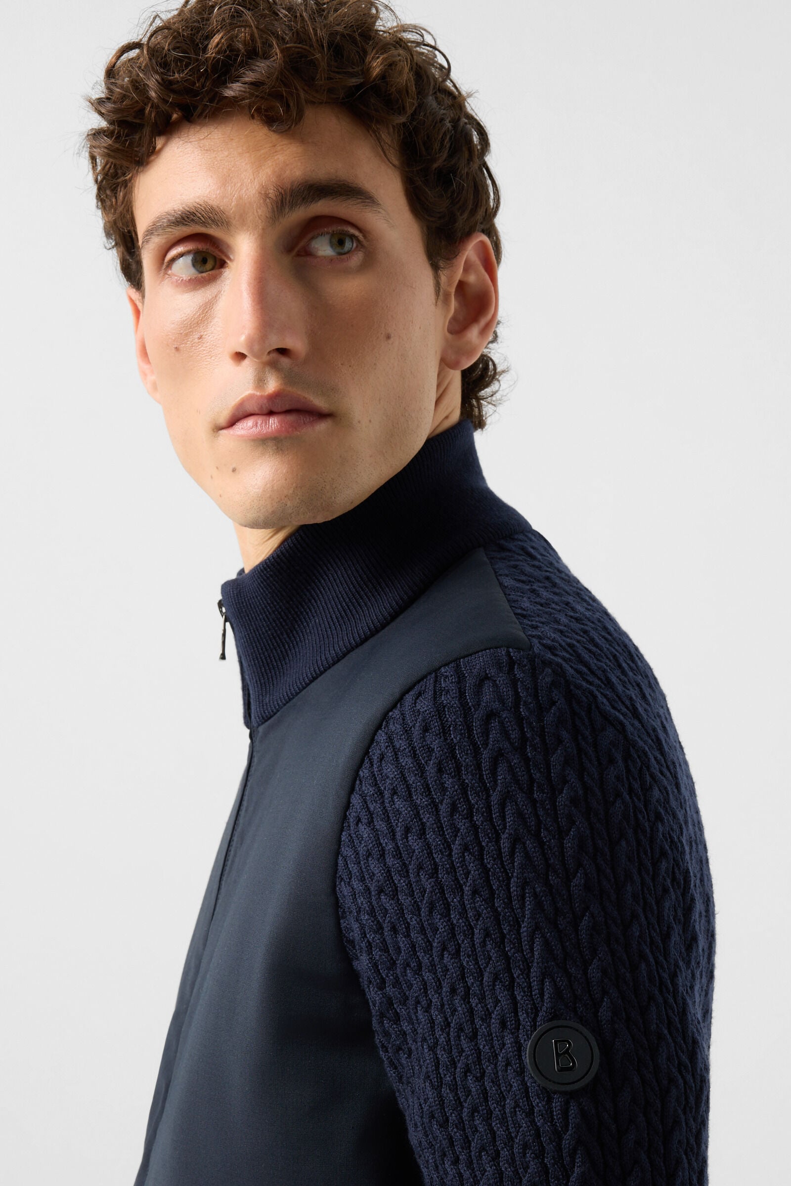 Zisco hybrid wool knit jacket Navy blue