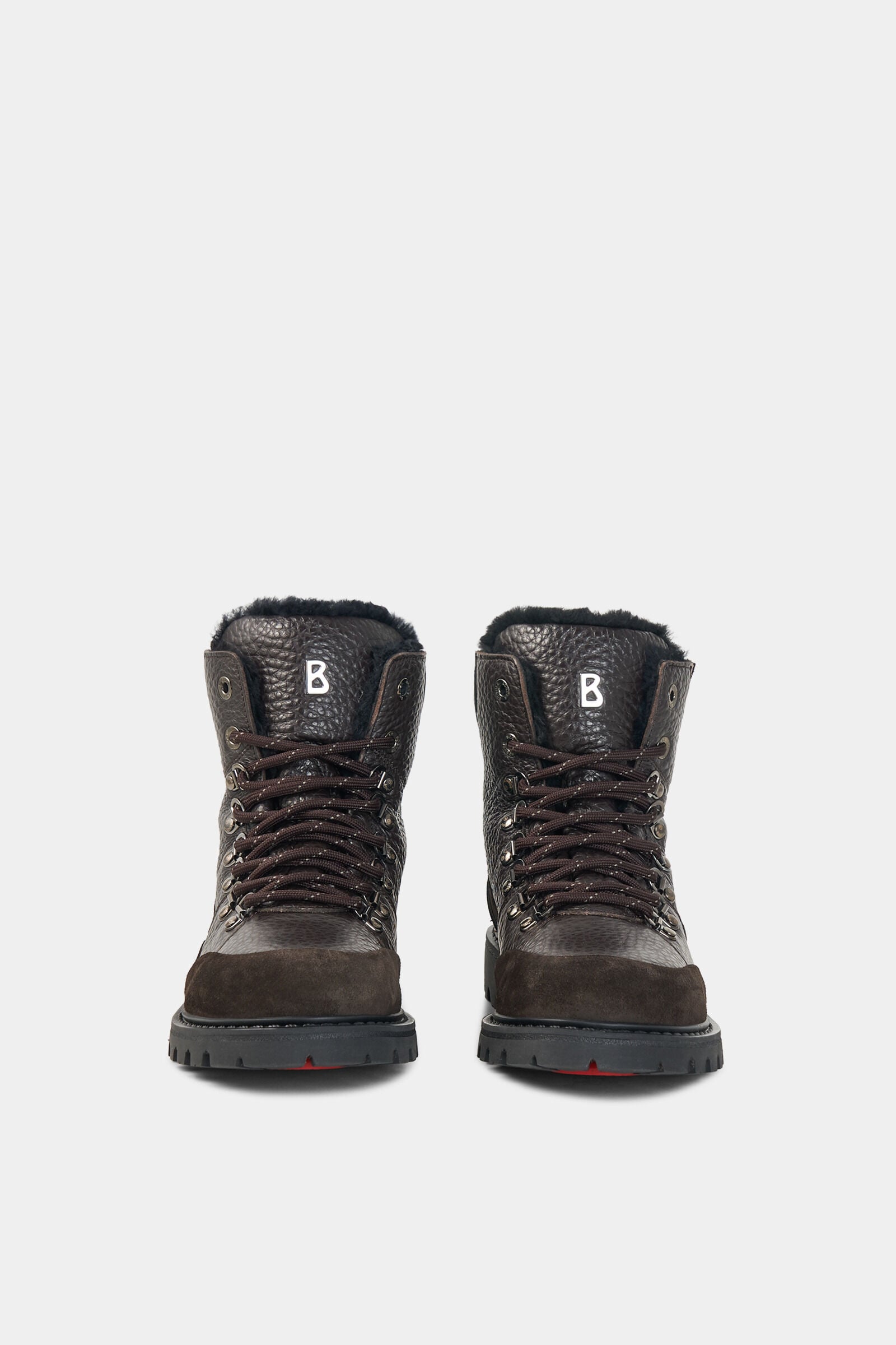 Bottes &agrave; lacets Helsinki avec crampons Marron fonc&eacute;