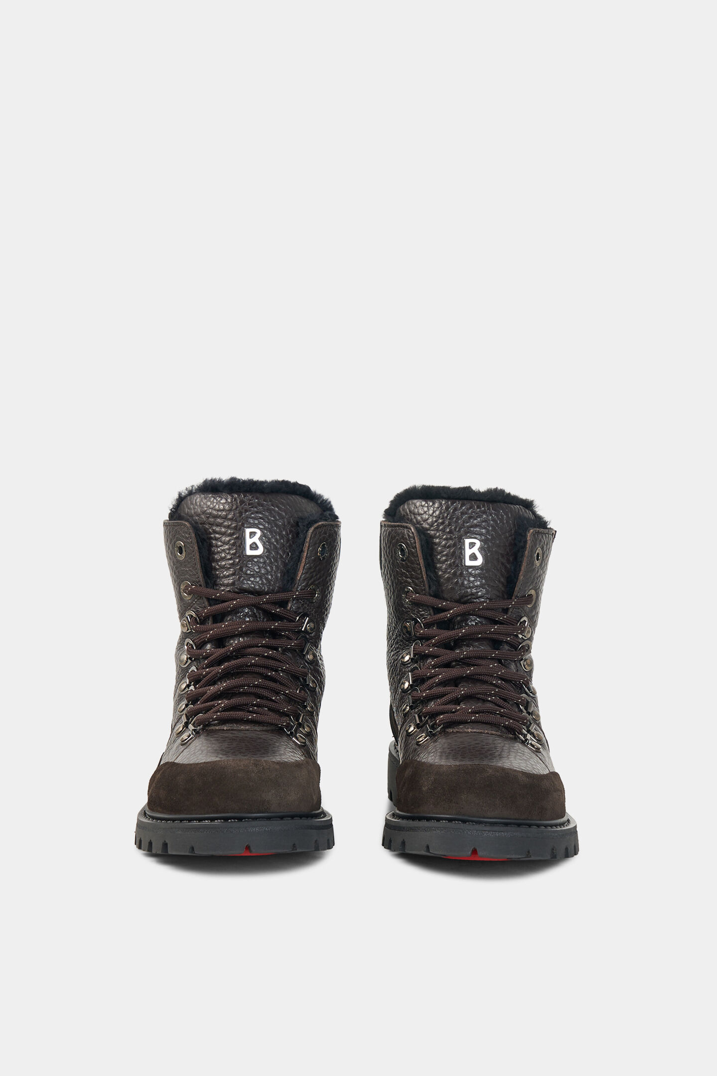 Bottes &agrave; lacets Helsinki avec crampons Marron fonc&eacute;
