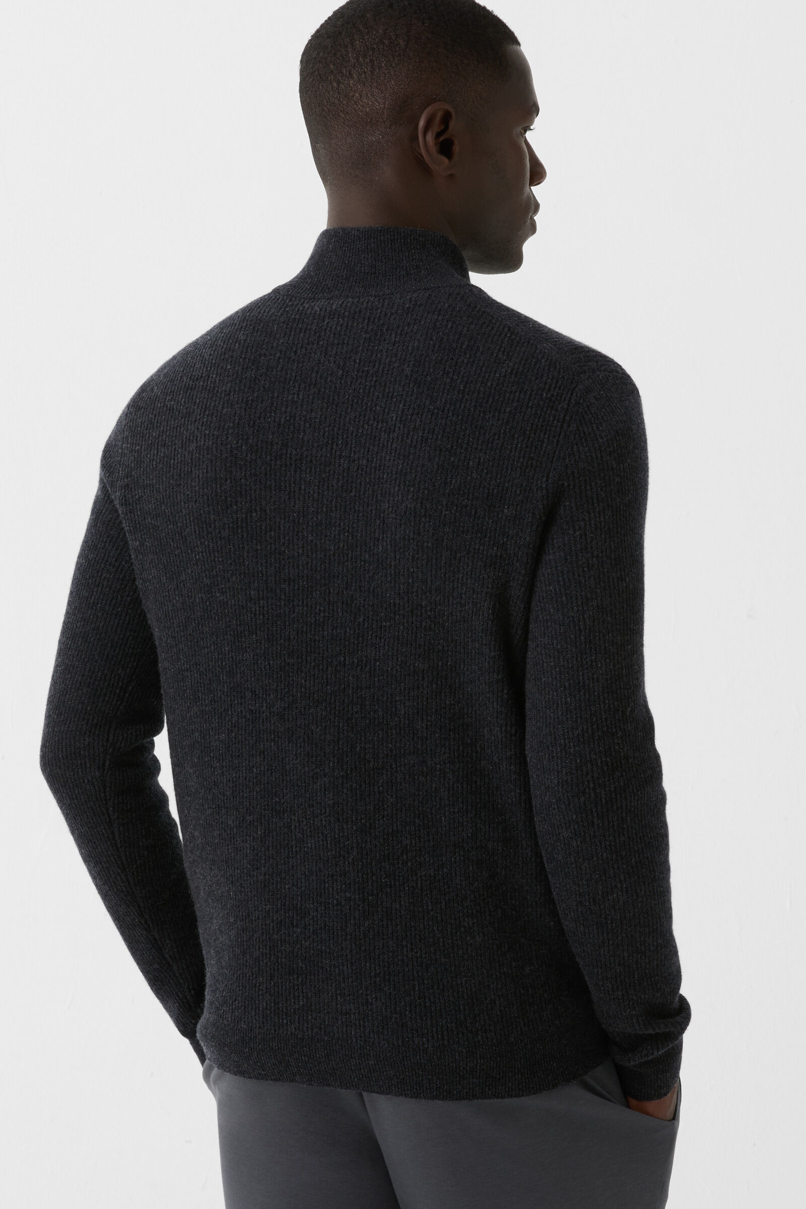 Pure new wool cashmere troyer Derek Anthracite