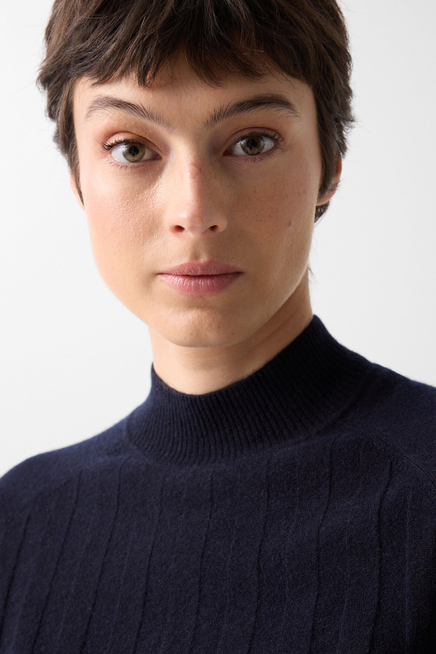 Schurwoll-Kaschmir-Shirt Tina Navy-Blau