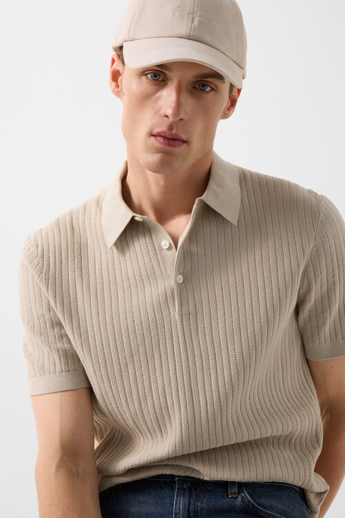 Strick-Polo-Shirt Tobias Sand