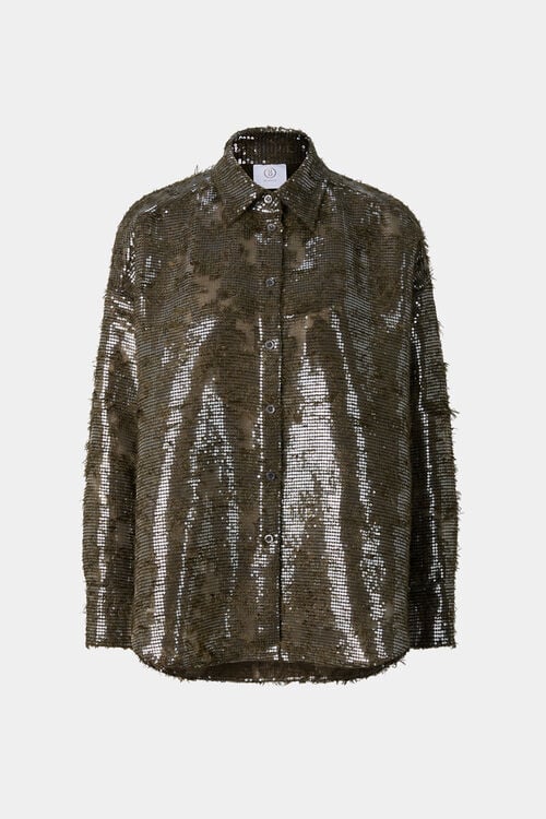 Florence sequinned shirt blouse Olive