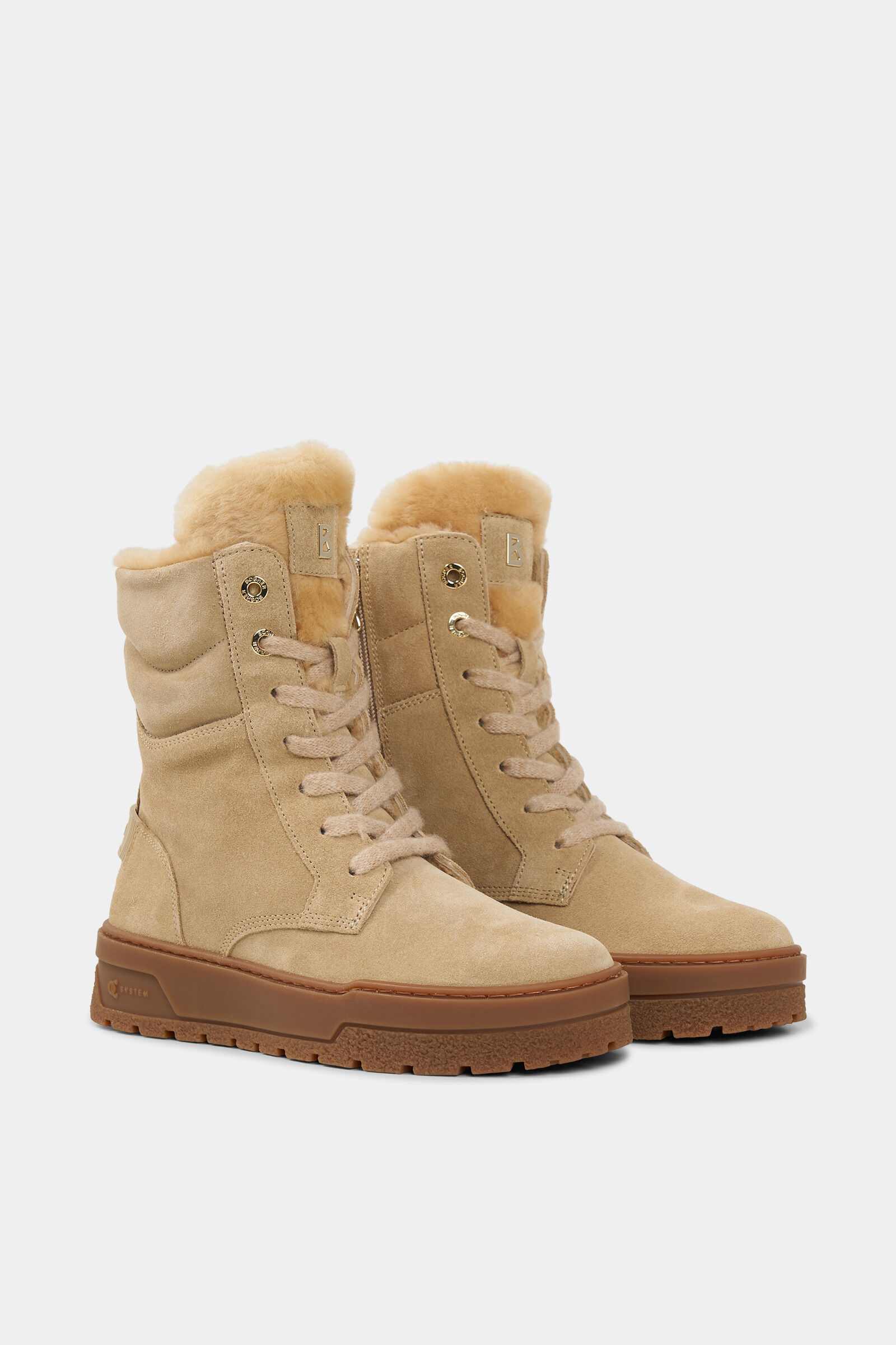 Calgary lace-up boots with spikes Camel