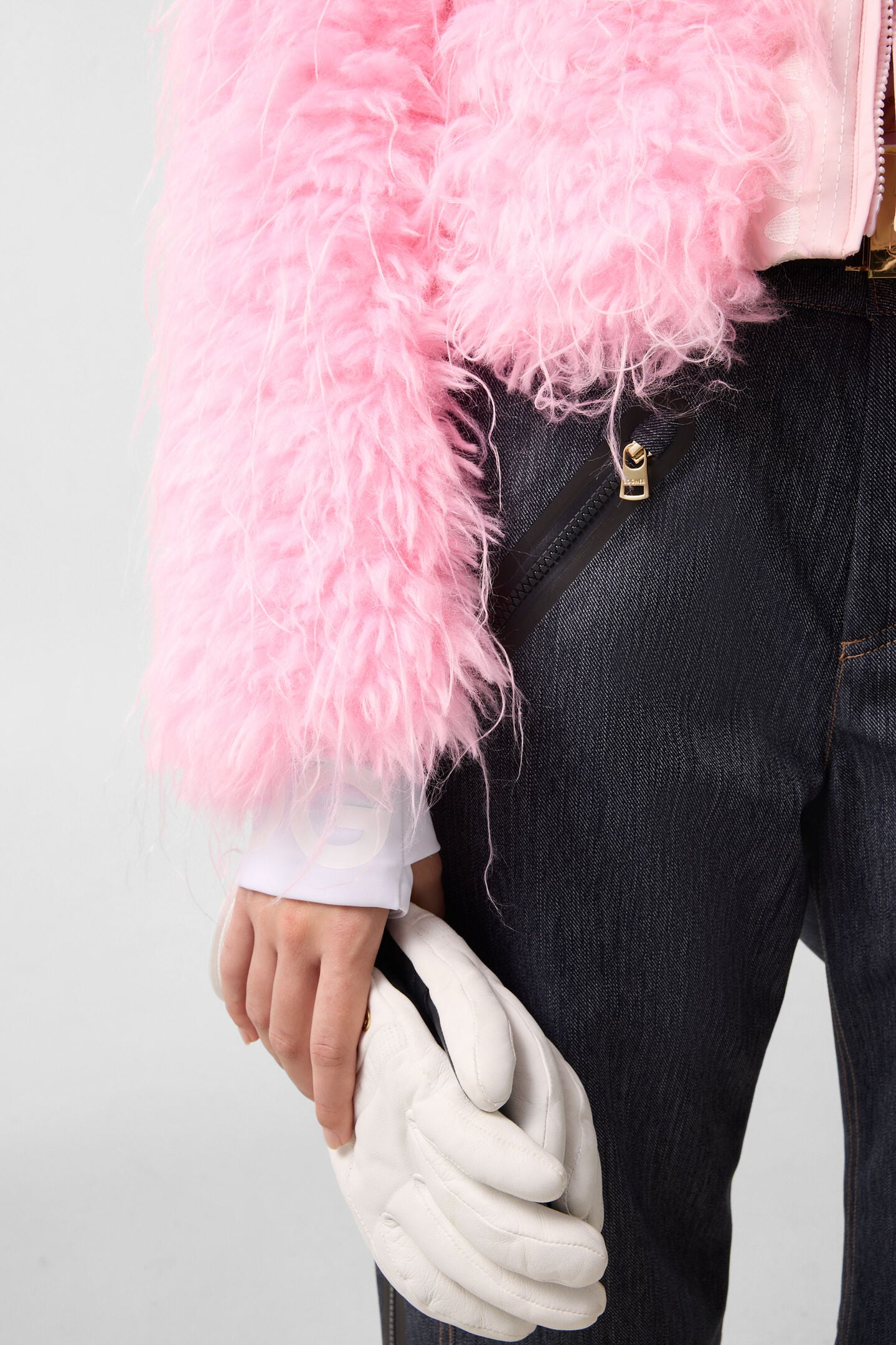Kela faux fur ski jacket Neon pink