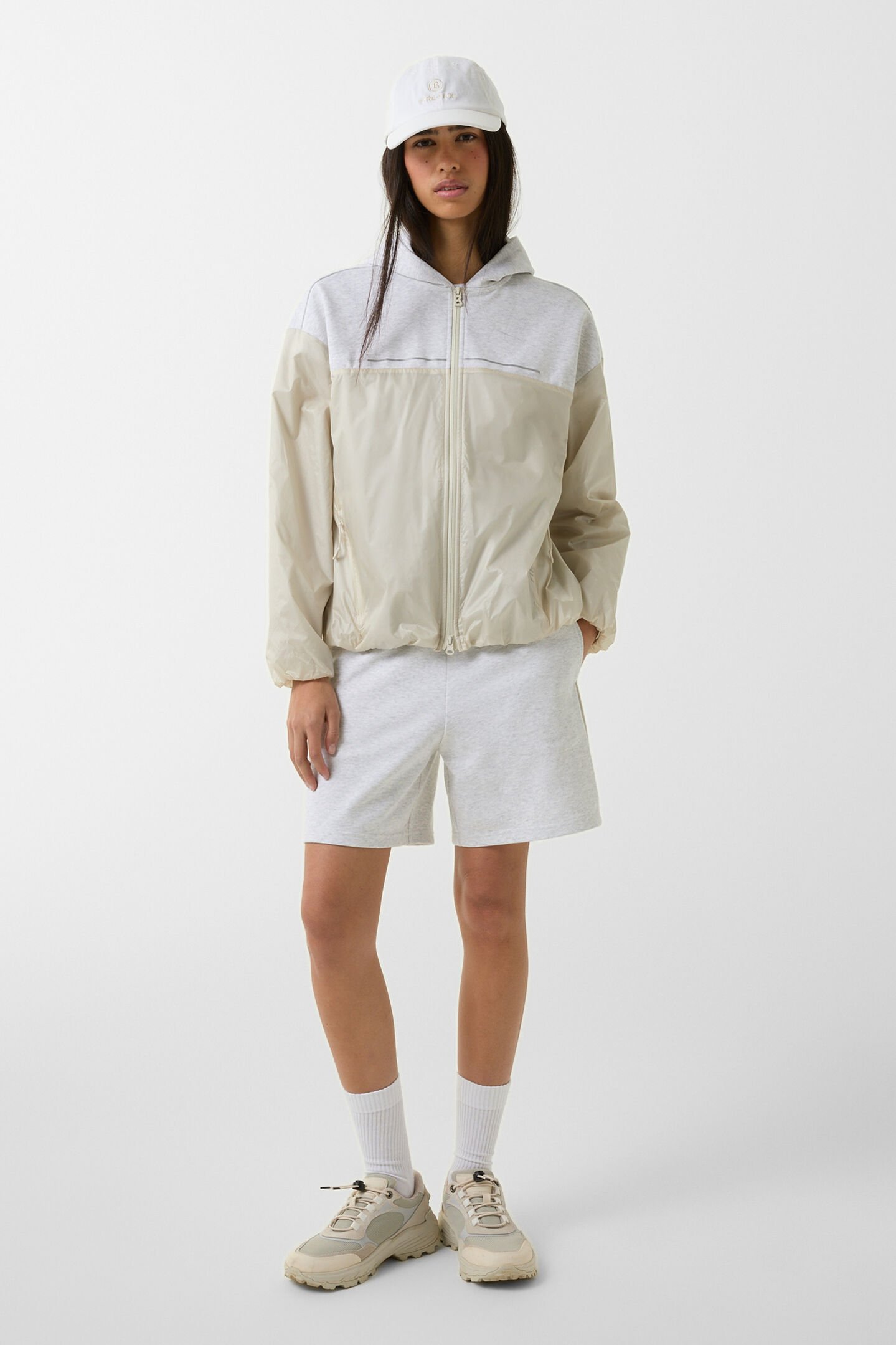 Elin hybrid jersey jacket Sand/light grey