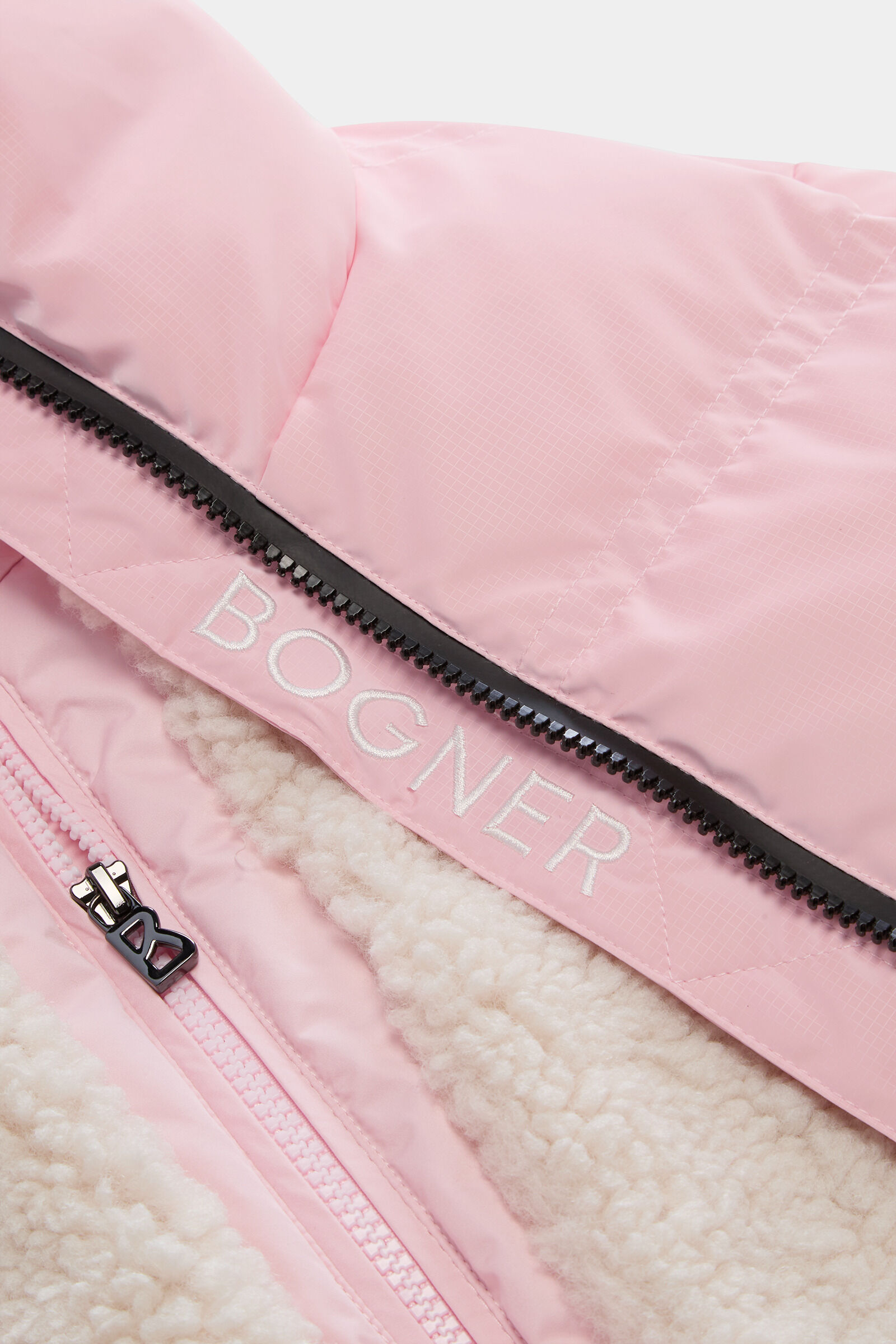 Kids Ski-Daunenjacke Glitter Rosa/Off-White