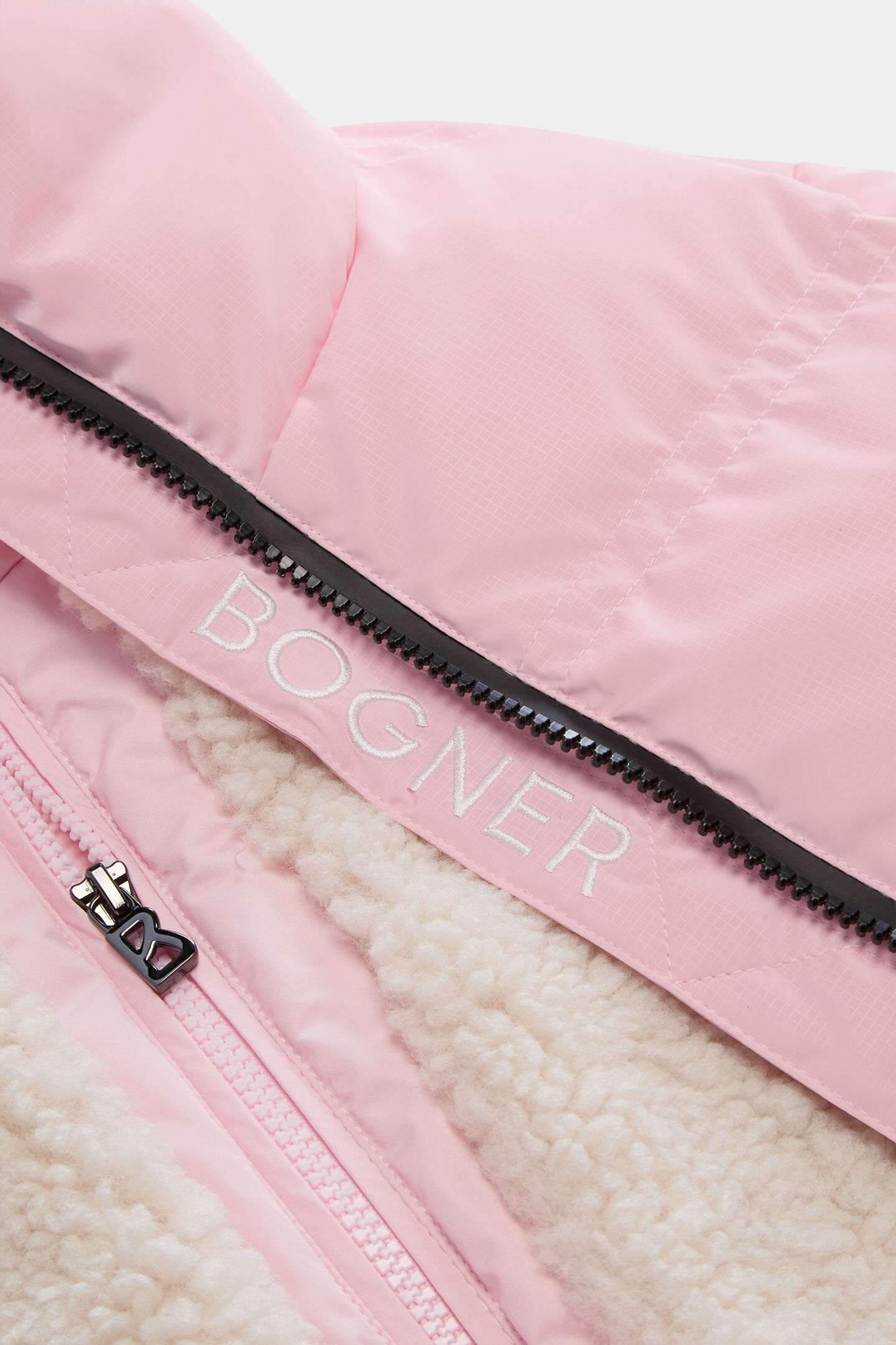 Kids Ski-Daunenjacke Glitter Rosa/Off-White