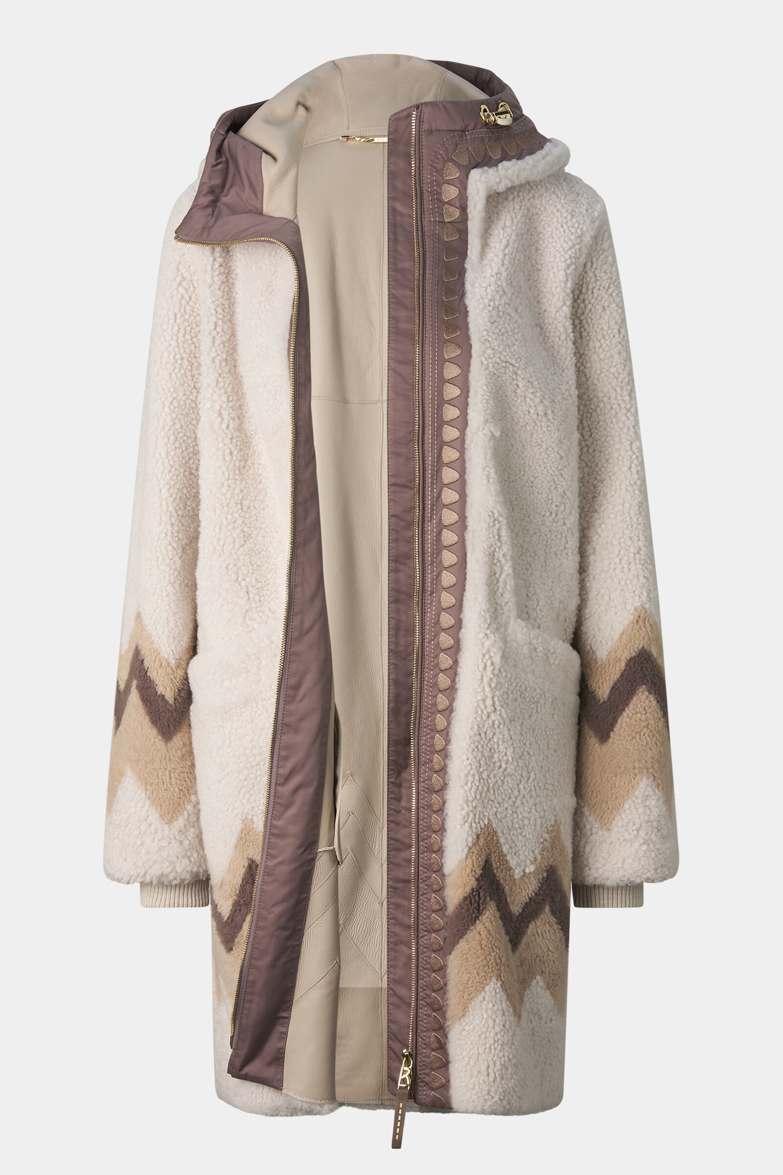 Manteau en peau d'agneau Niva Cr&egrave;me/Marron