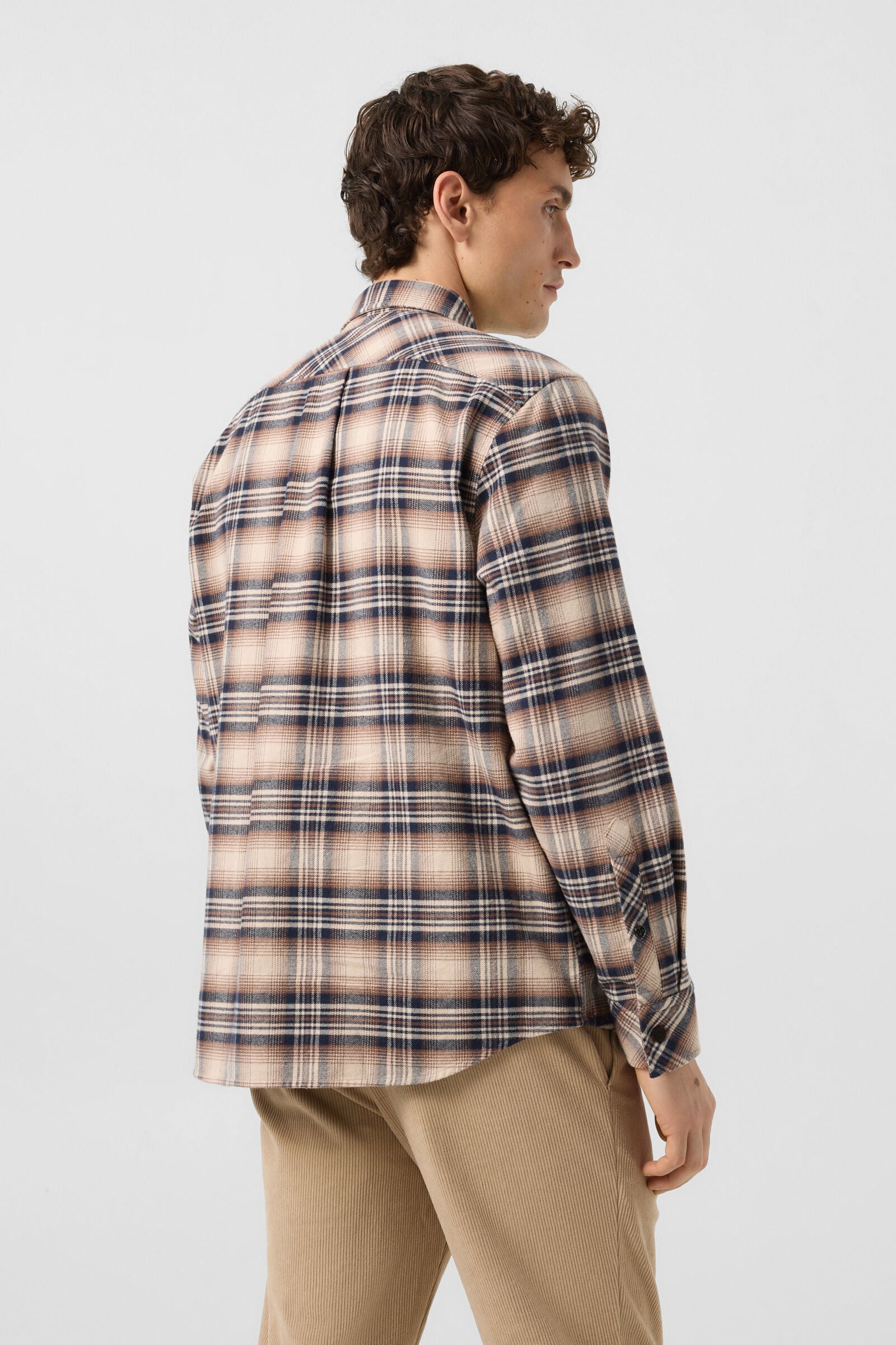 Heiko flannel shirt Beige/Navy Blue