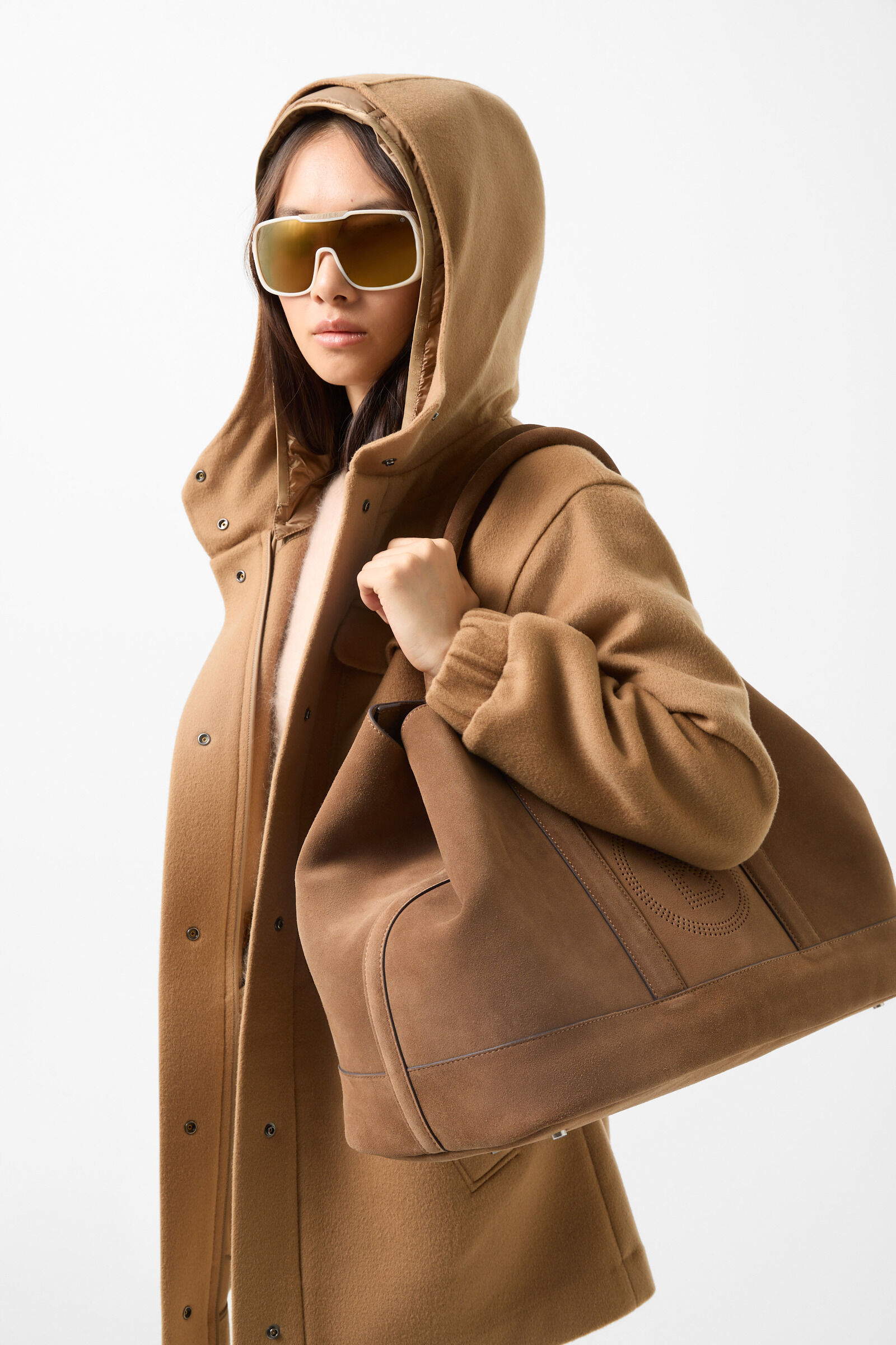 Women double face hooded coat top