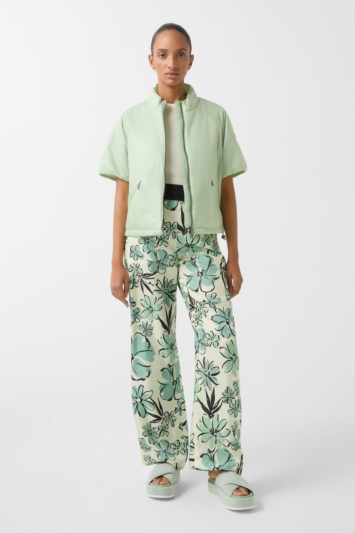 Seidenhose Jacky Vanille/Grün