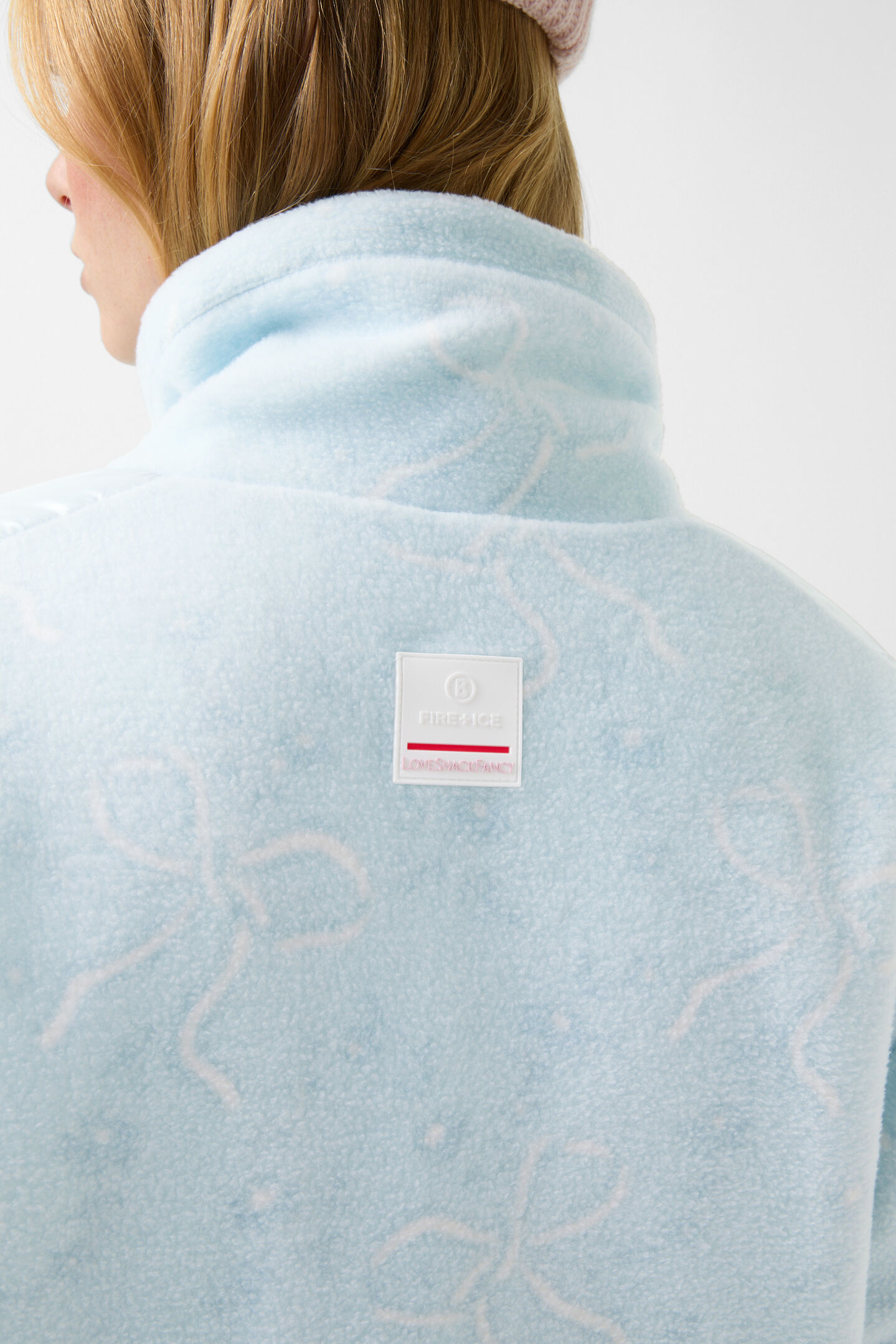 Ninetta mid-layer fleece jacket Light blue/white