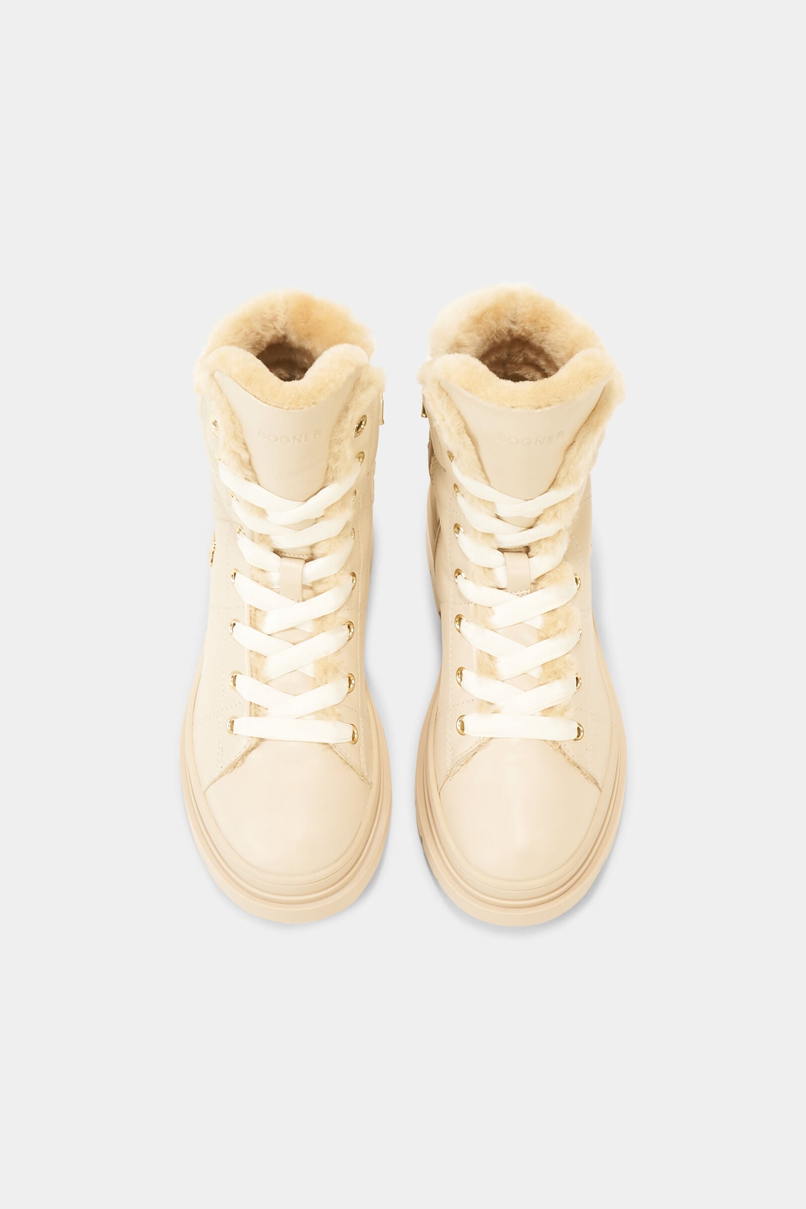St. Moritz lace-up boots with spikes Cream