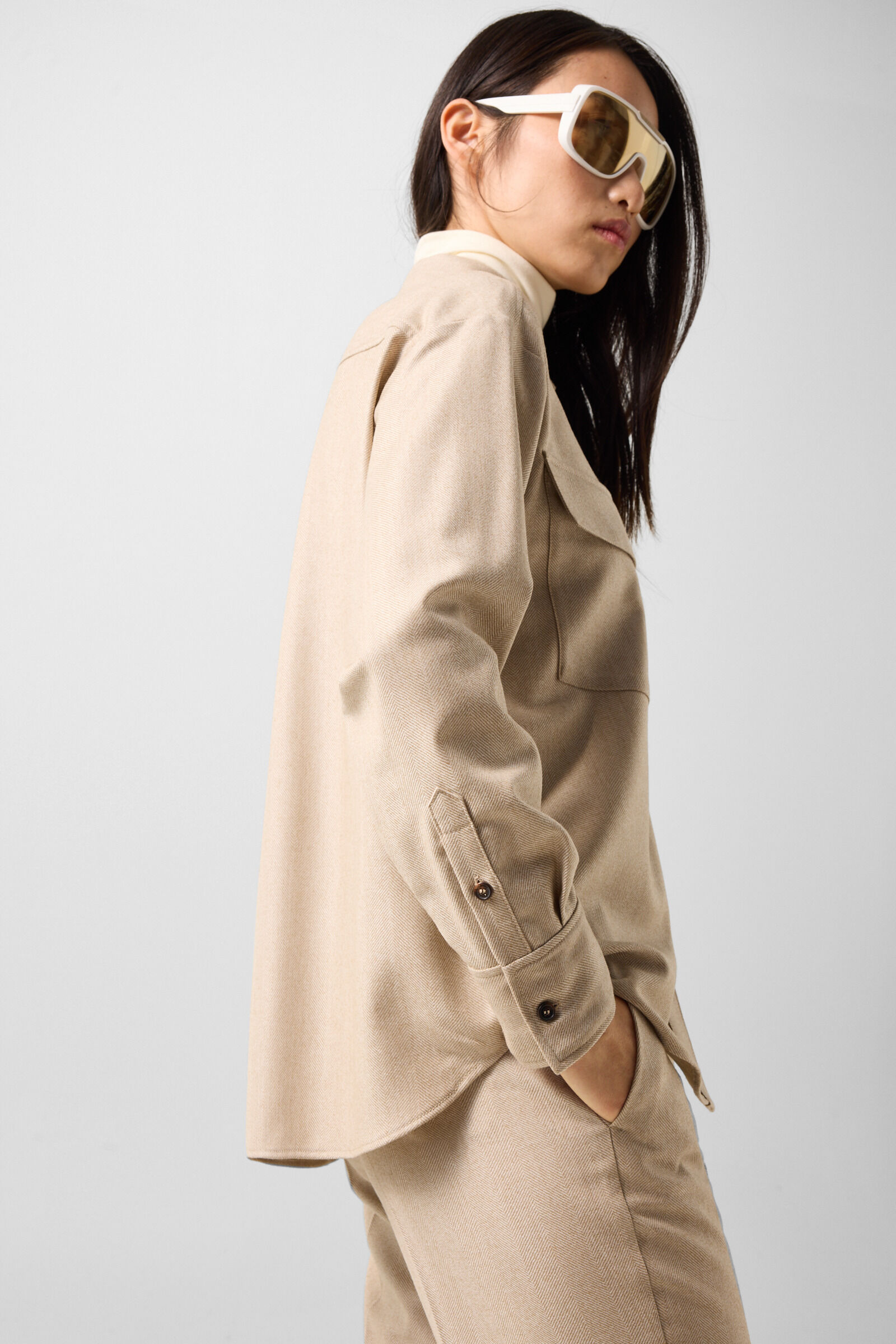 Robyn virgin wool shirt blouse Camel