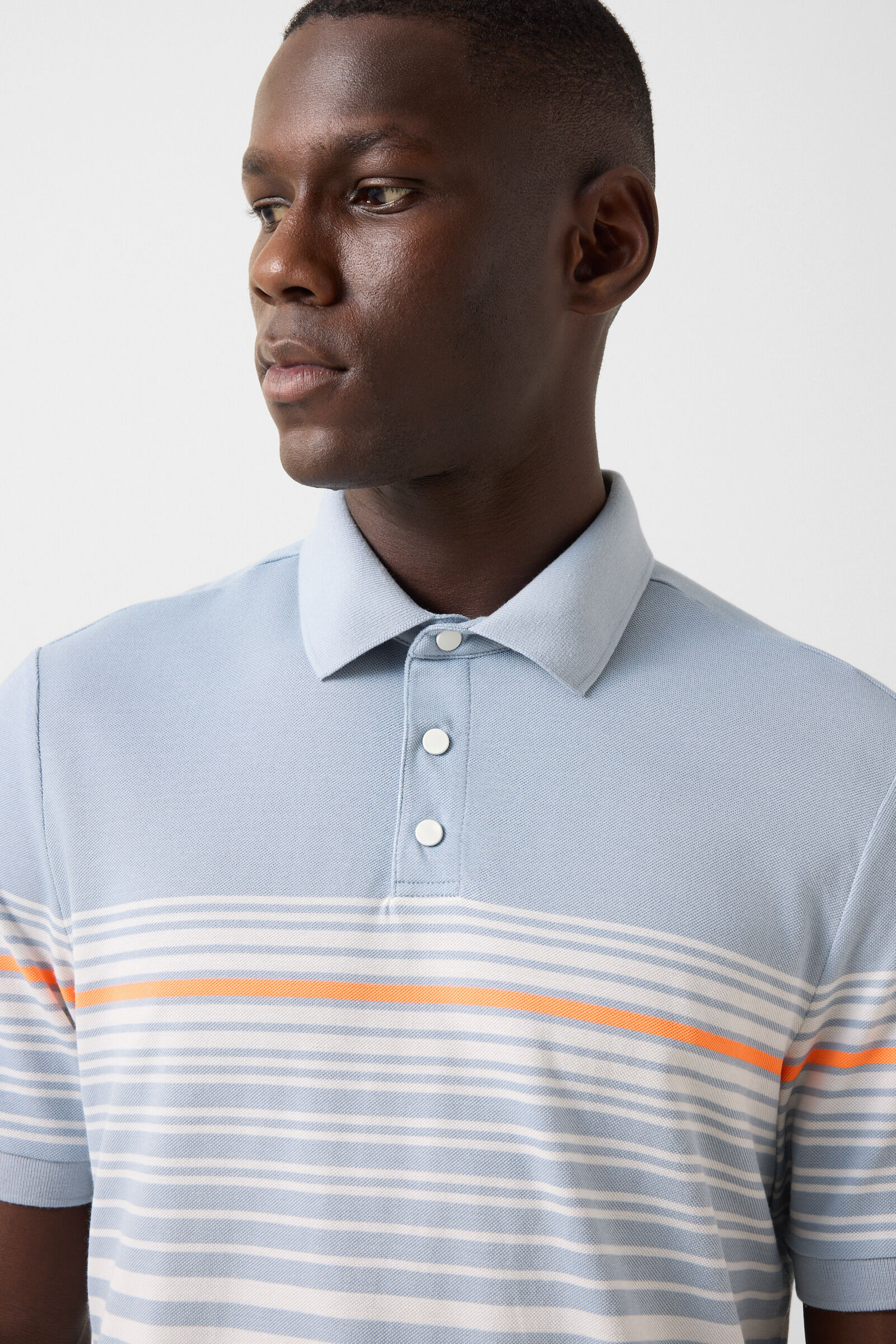 Jannes polo shirt Misty blue/white/orange