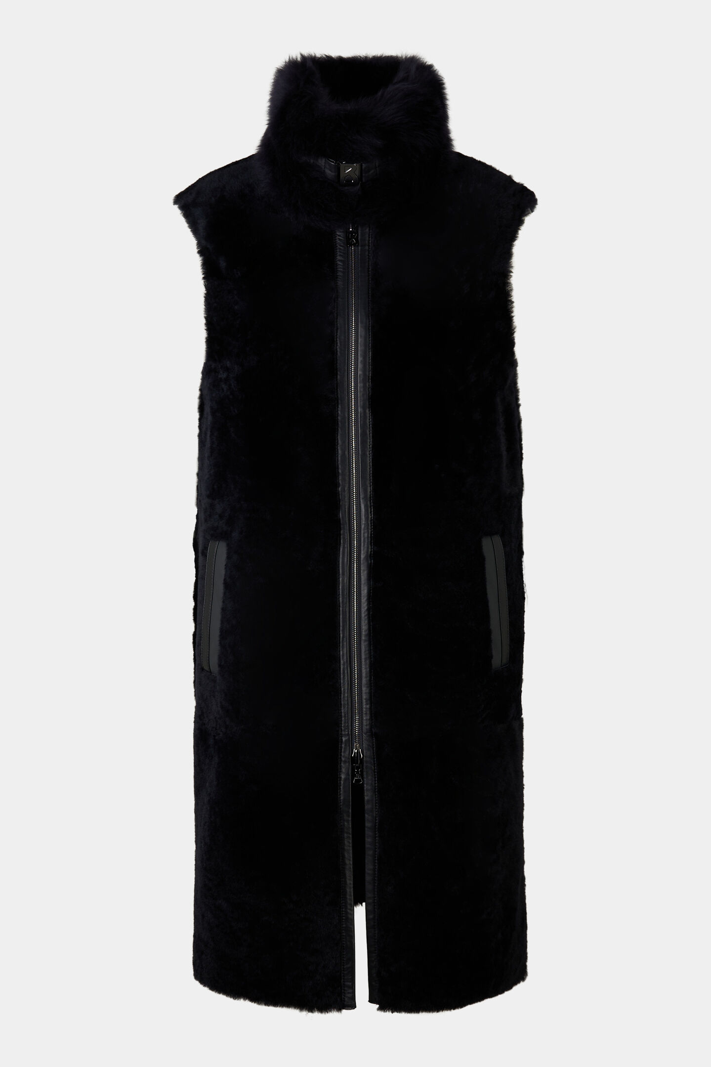 Wende-Lammfellweste Pepita Navy-Blau