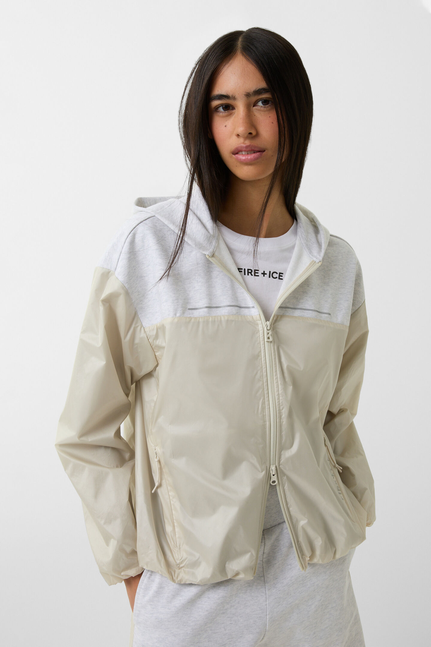Elin hybrid jersey jacket Sand/light grey