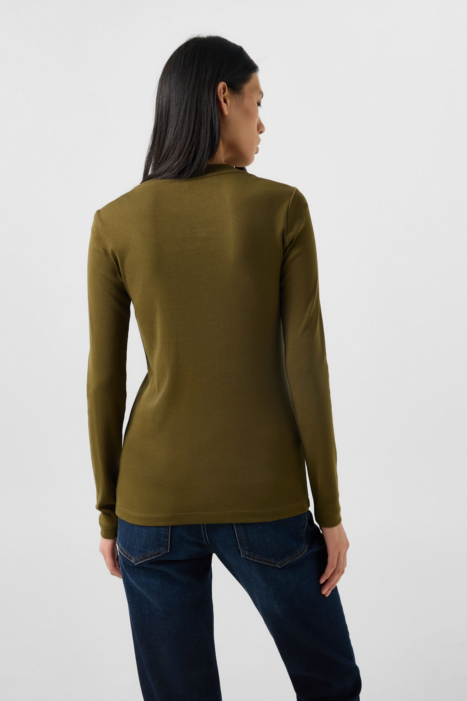 Baumwoll-Longsleeve Nikini Oliv