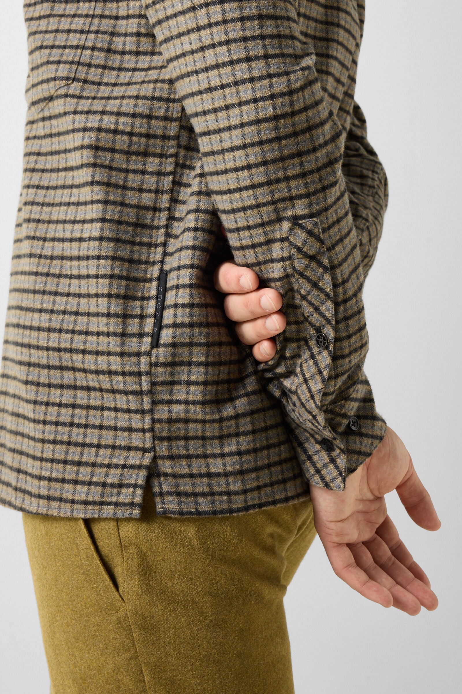 Hardy cotton flannel shirt Beige/Charcoal grey