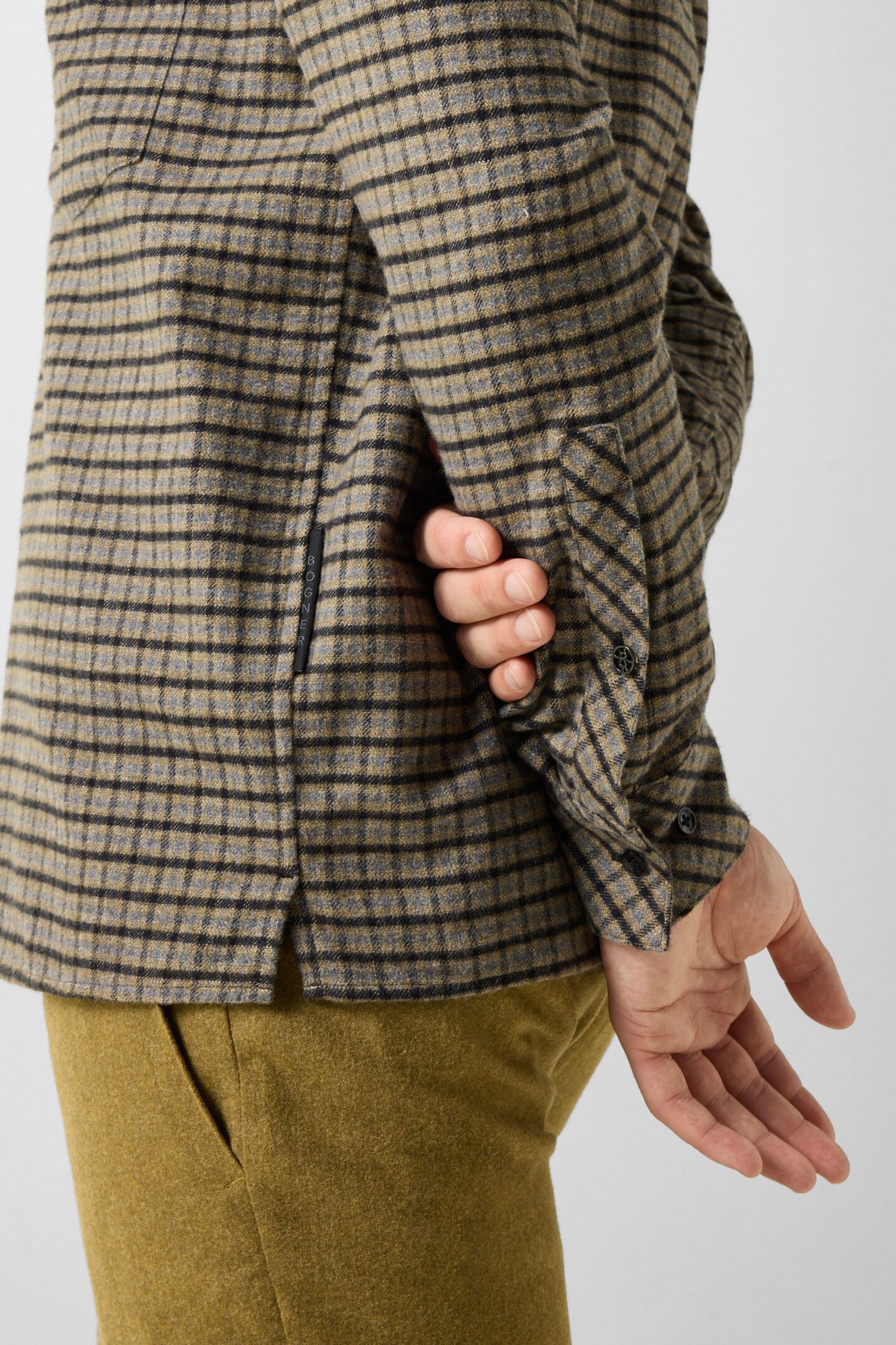 Hardy cotton flannel shirt Beige/Charcoal grey