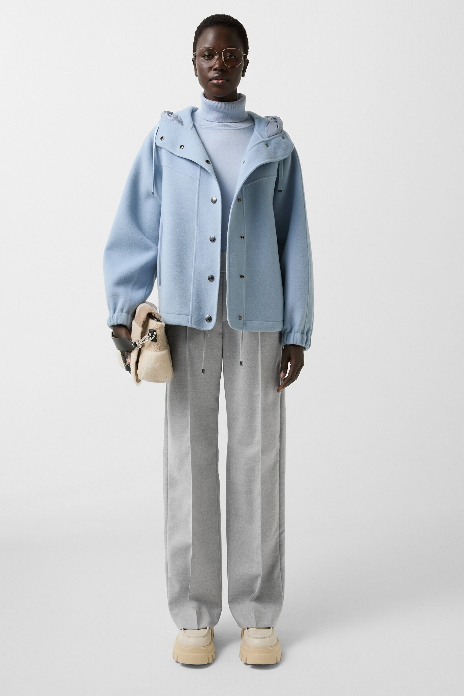 Flanell-Hose Ella Hellgrau