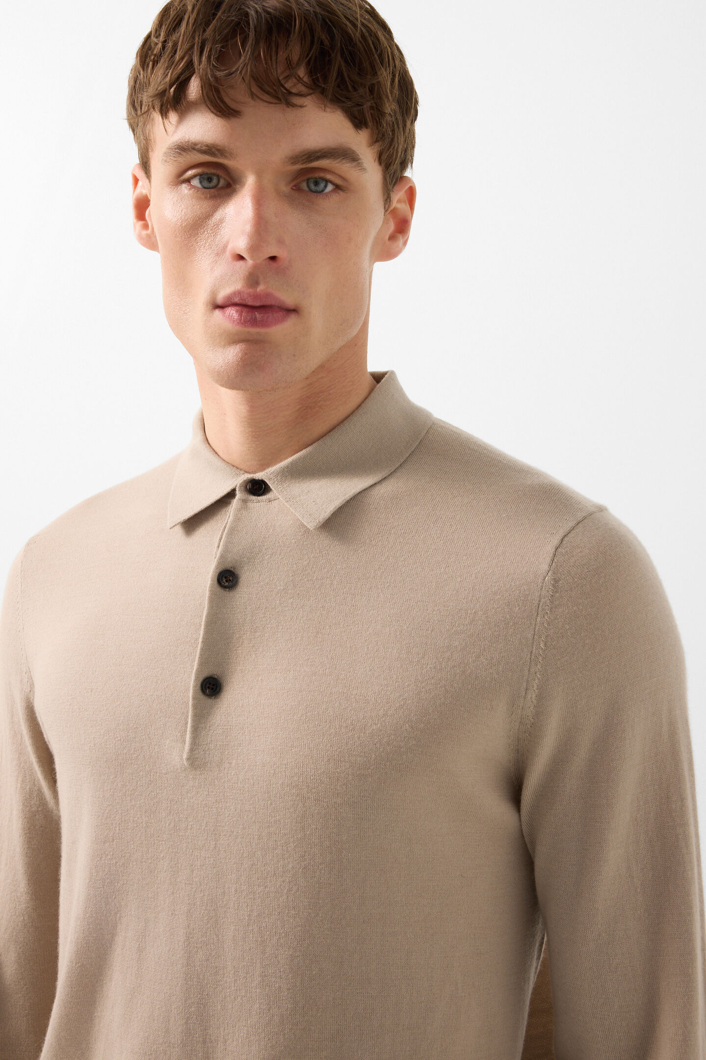 Strick-Polo-Longsleeve Jake Camel