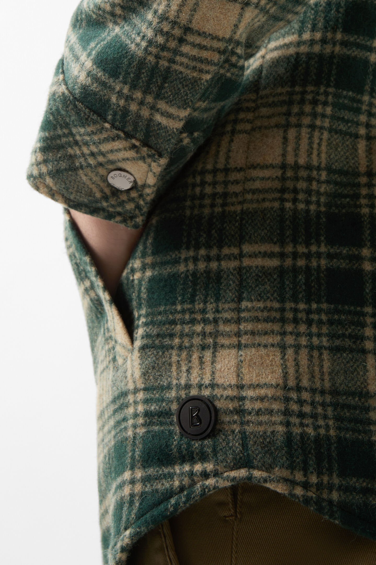 Flannel overshirt Larry Dark green/beige