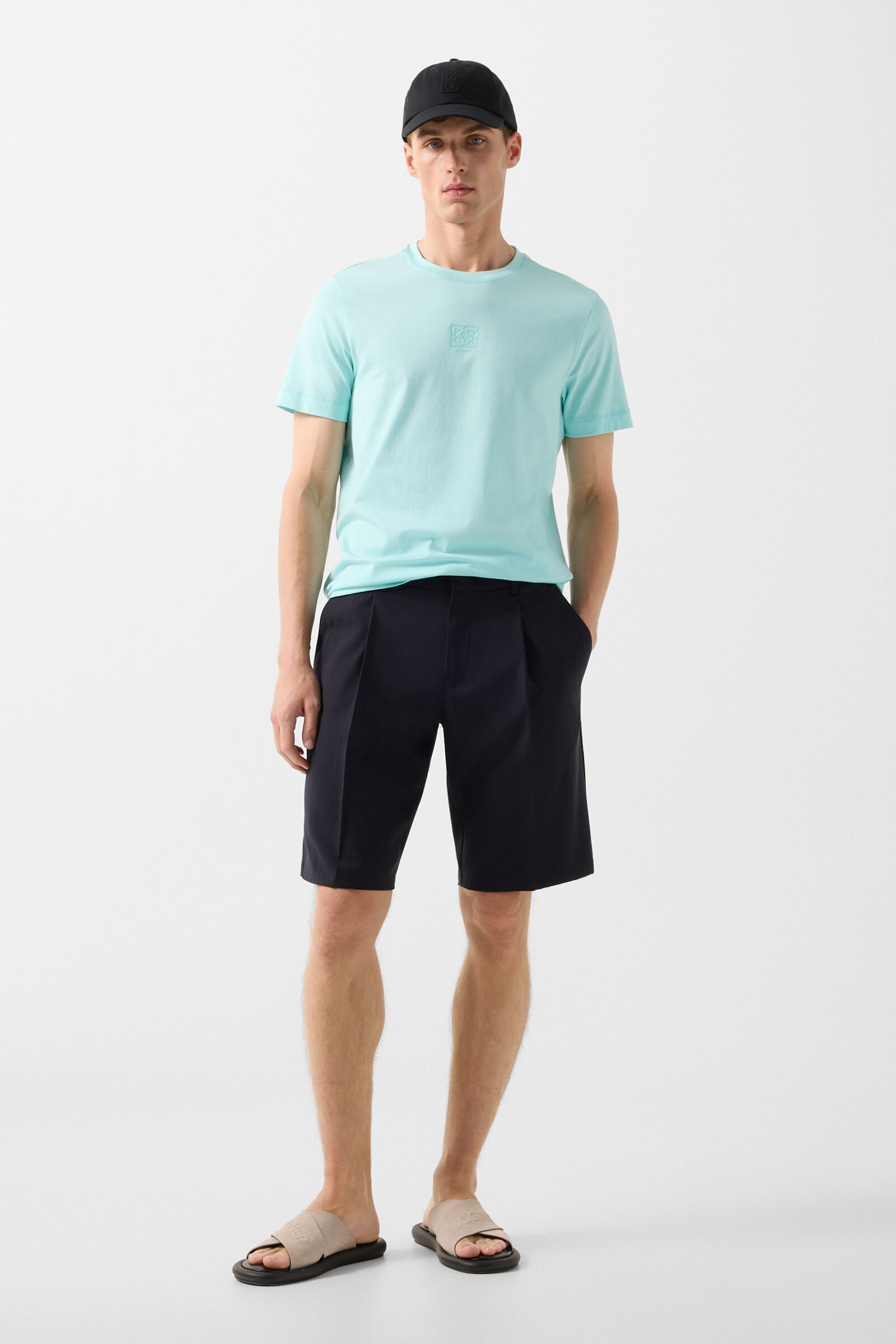 Johny pleated shorts Navy blue