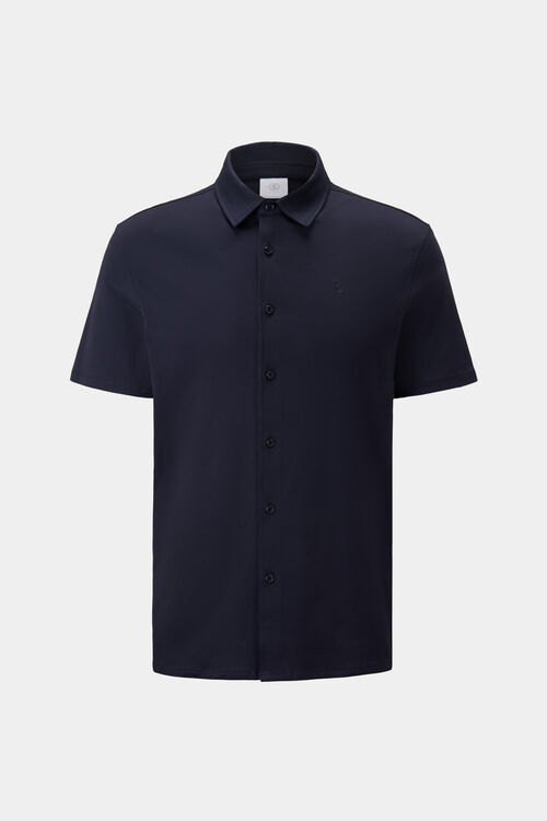 Jersey-Kurzarm-Hemd Franz Navy-Blau