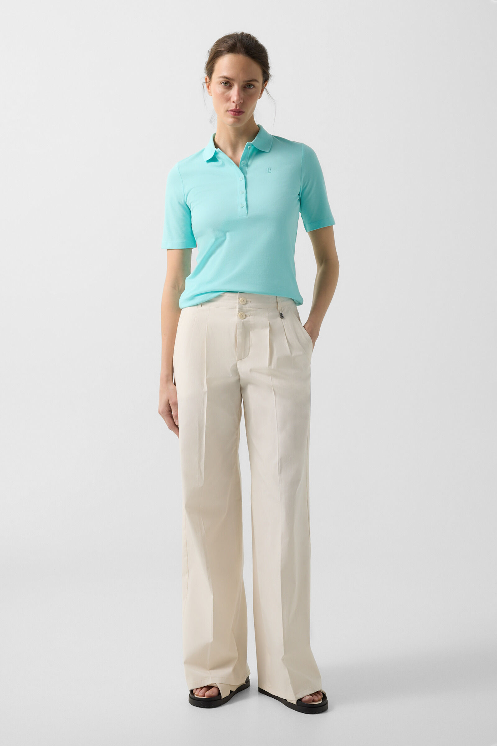 Malika polo shirt Cyan-blue