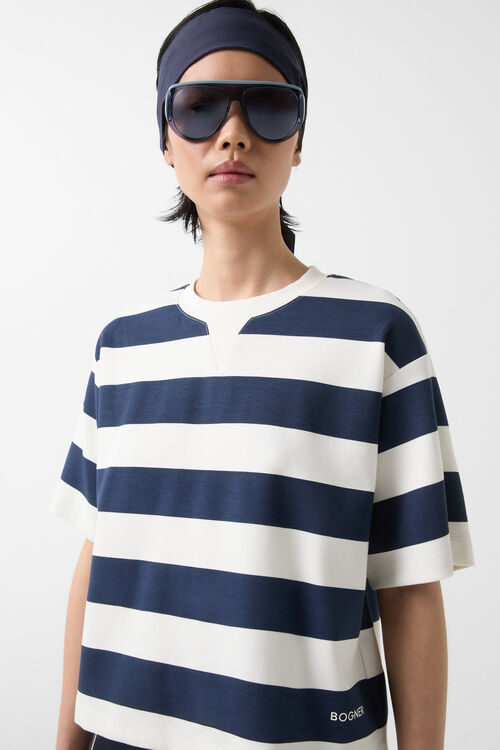Kurzarm-Sweater Stacey Navy-Blau/Off-White