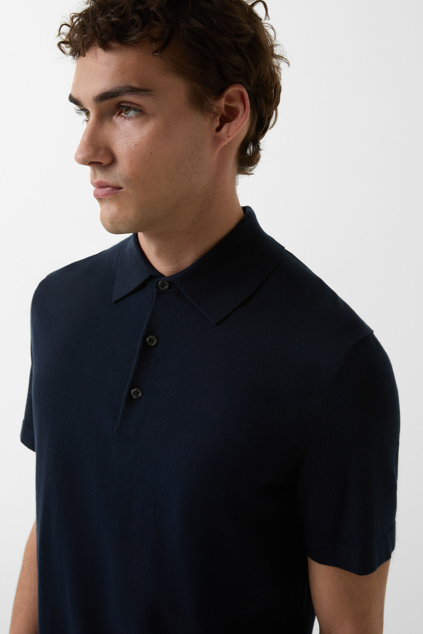 Strick-Polo-Shirt Laine Navy-Blau