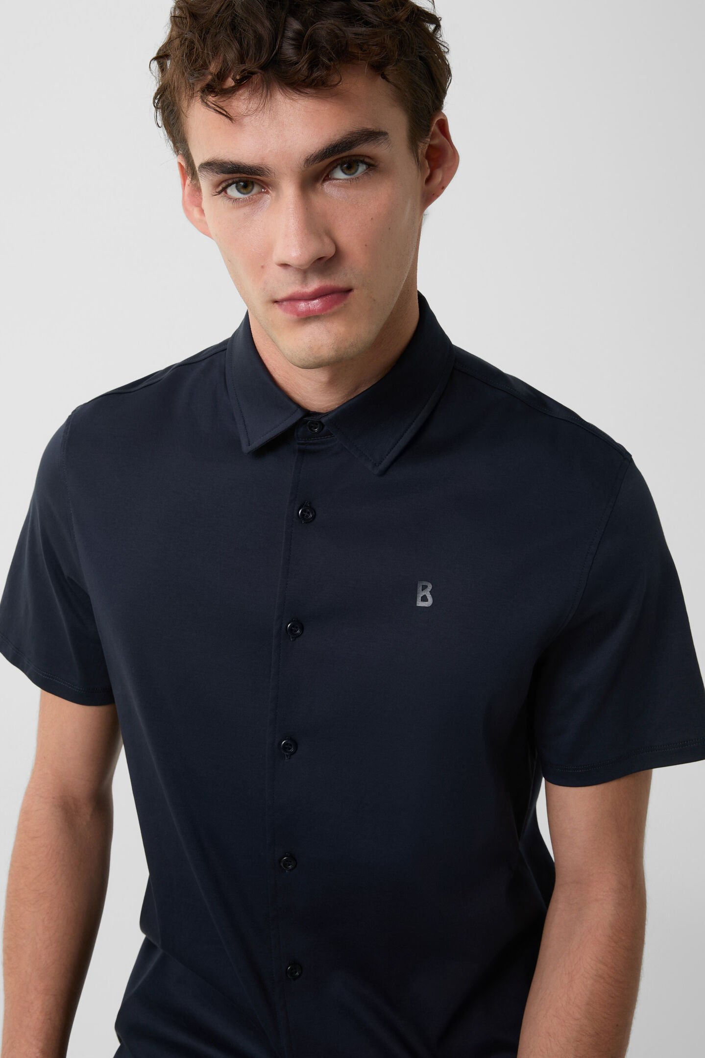 Jersey-Kurzarm-Hemd Franz Navy-Blau