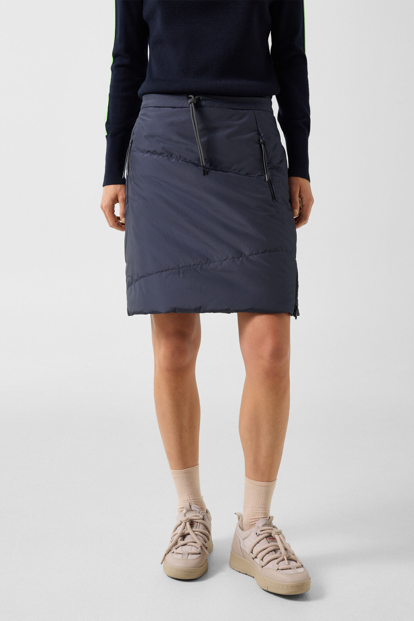 Belva Functional Quilted Skirt Navy
