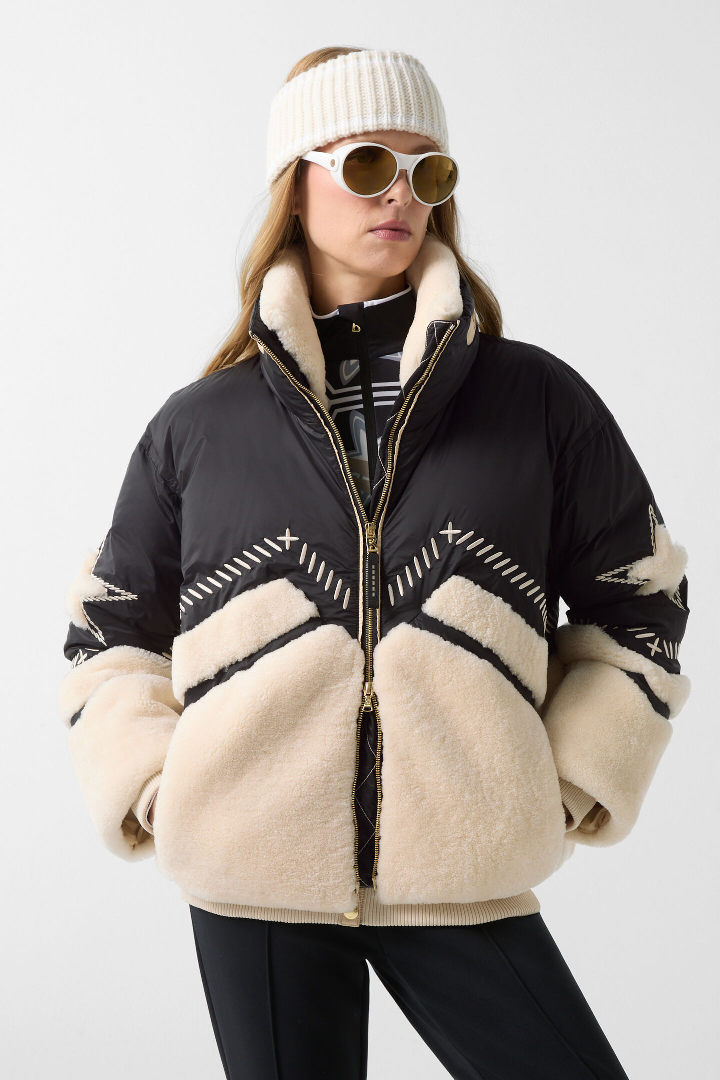 Ski-Daunenjacke Amie Schwarz/Creme
