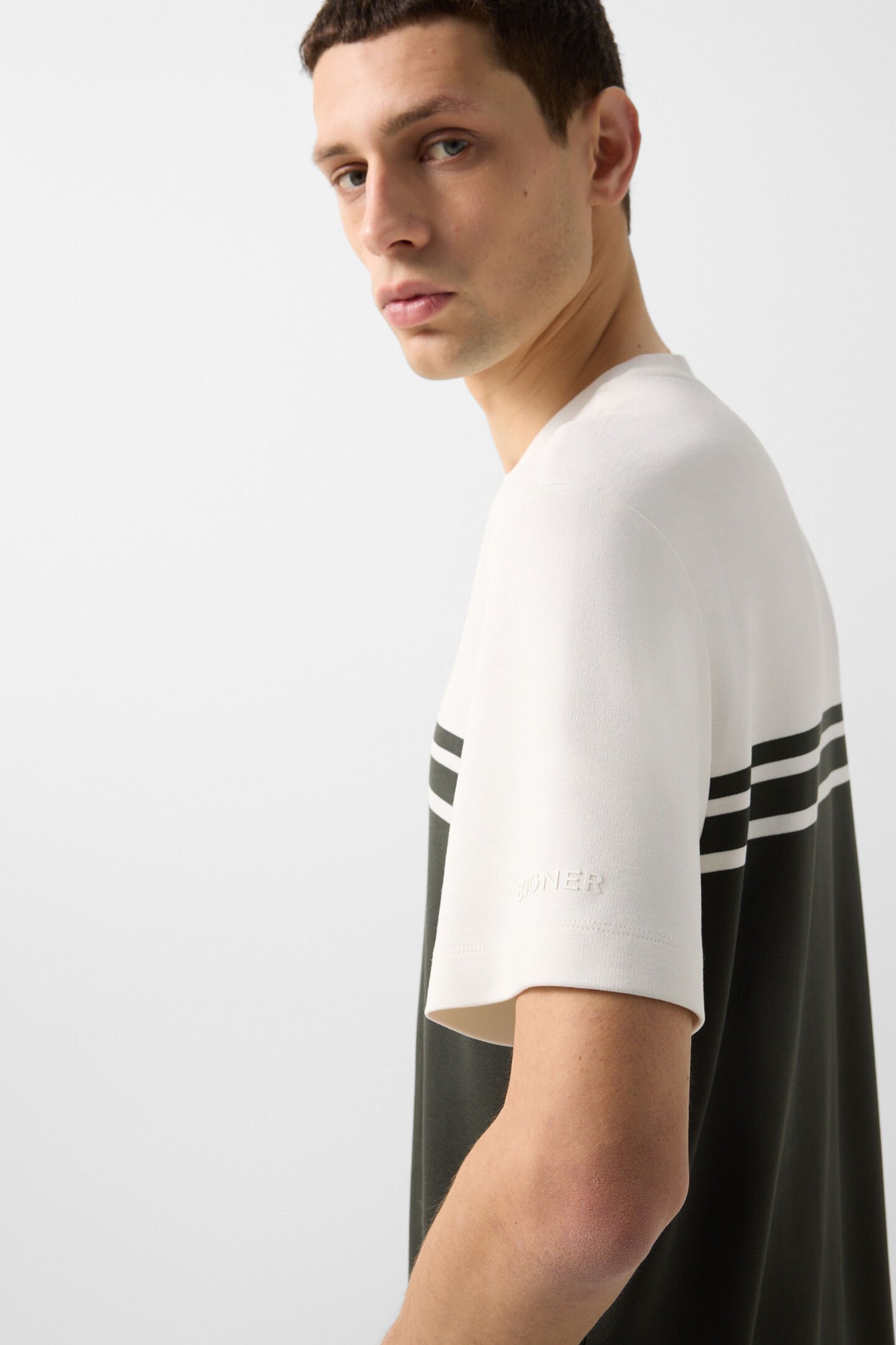 T-shirt Pete Olive green/cream