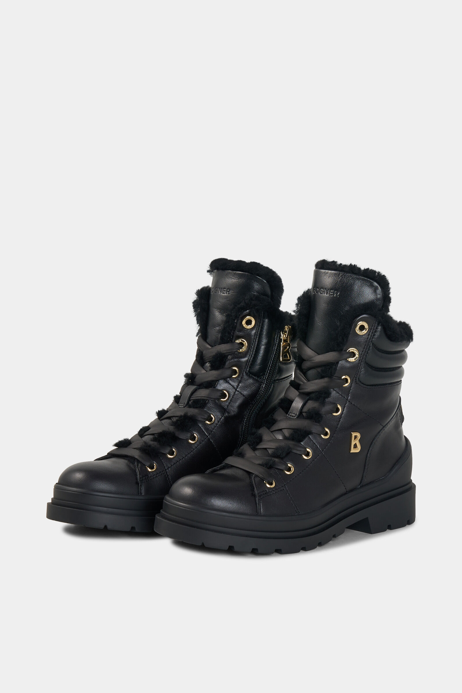St. Moritz lace-up boots with spikes Black