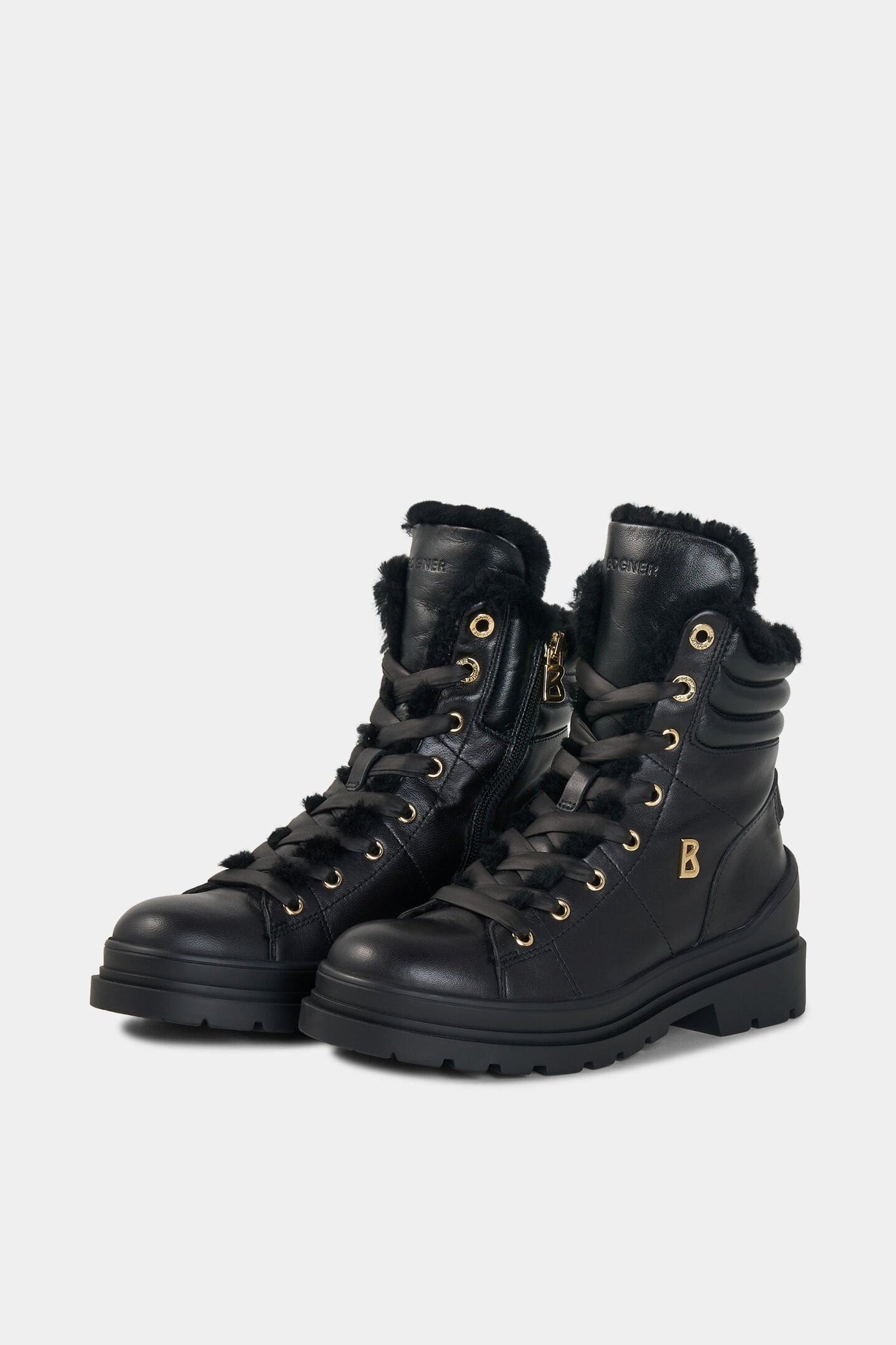 St. Moritz lace-up boots with spikes Black