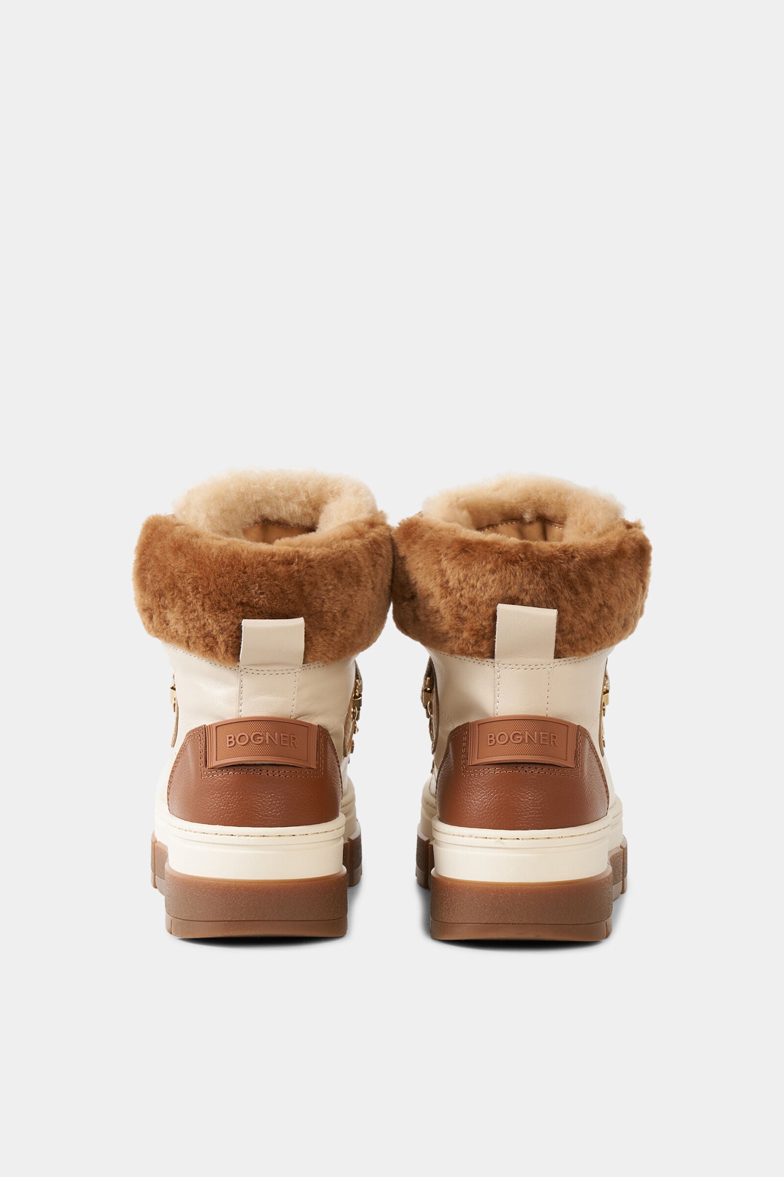 Lace-up boots from Vaduz with studs Beige/Cognac