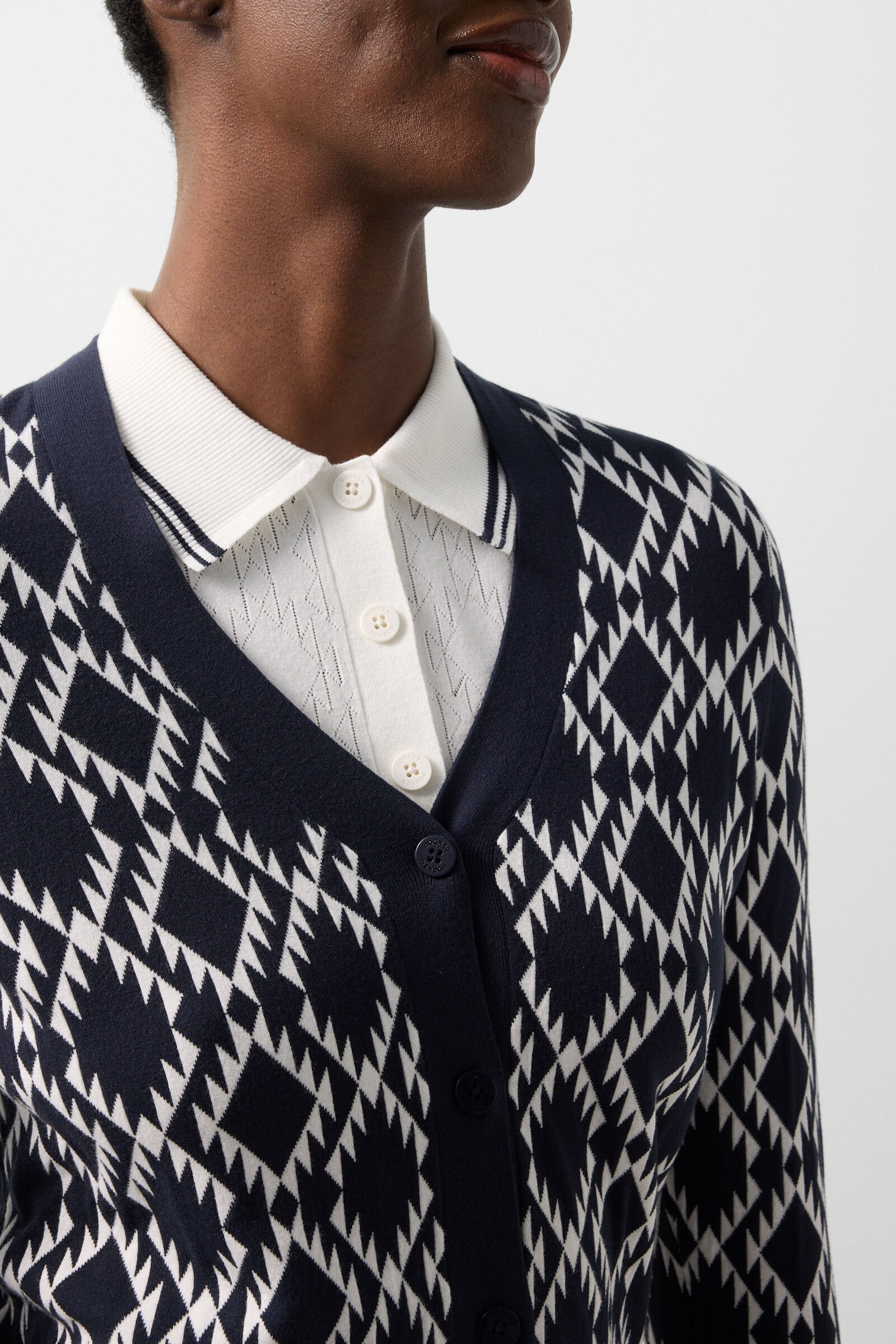 Veste en maille Amber Bleu marine/blanc