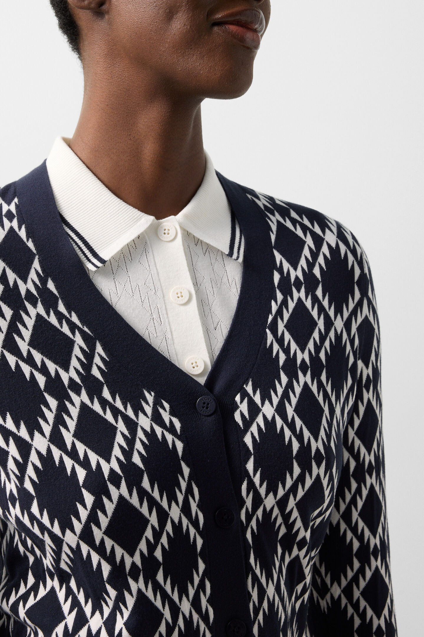 Veste en maille Amber Bleu marine/blanc