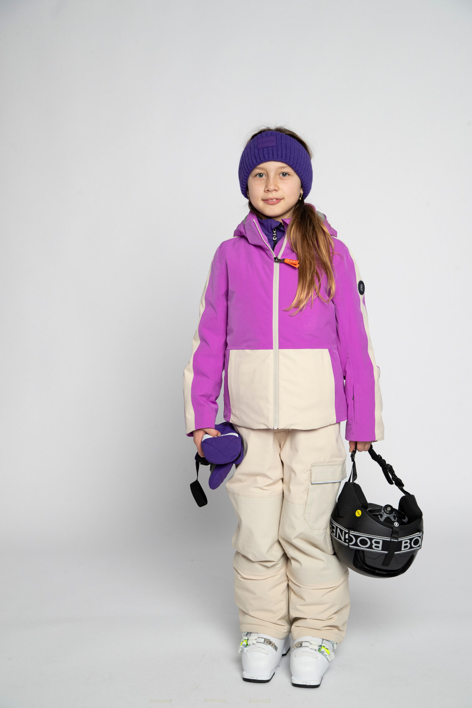 Kids Veste de ski Anuk Violet/Beige