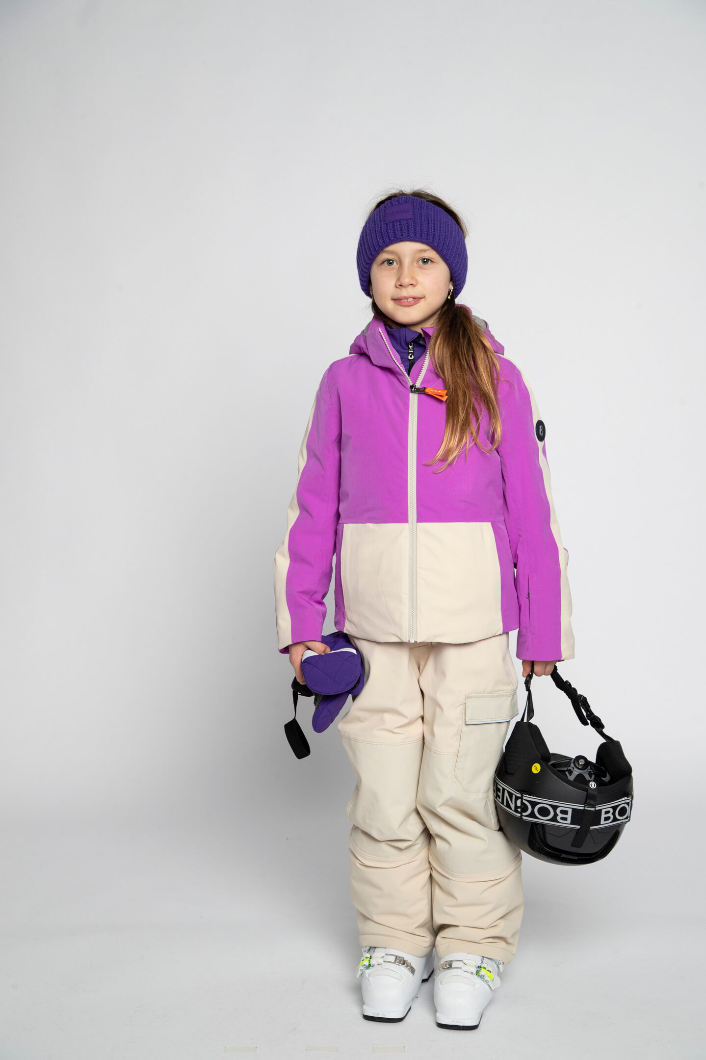 Kinder ski-jas Anuk Paars/beige