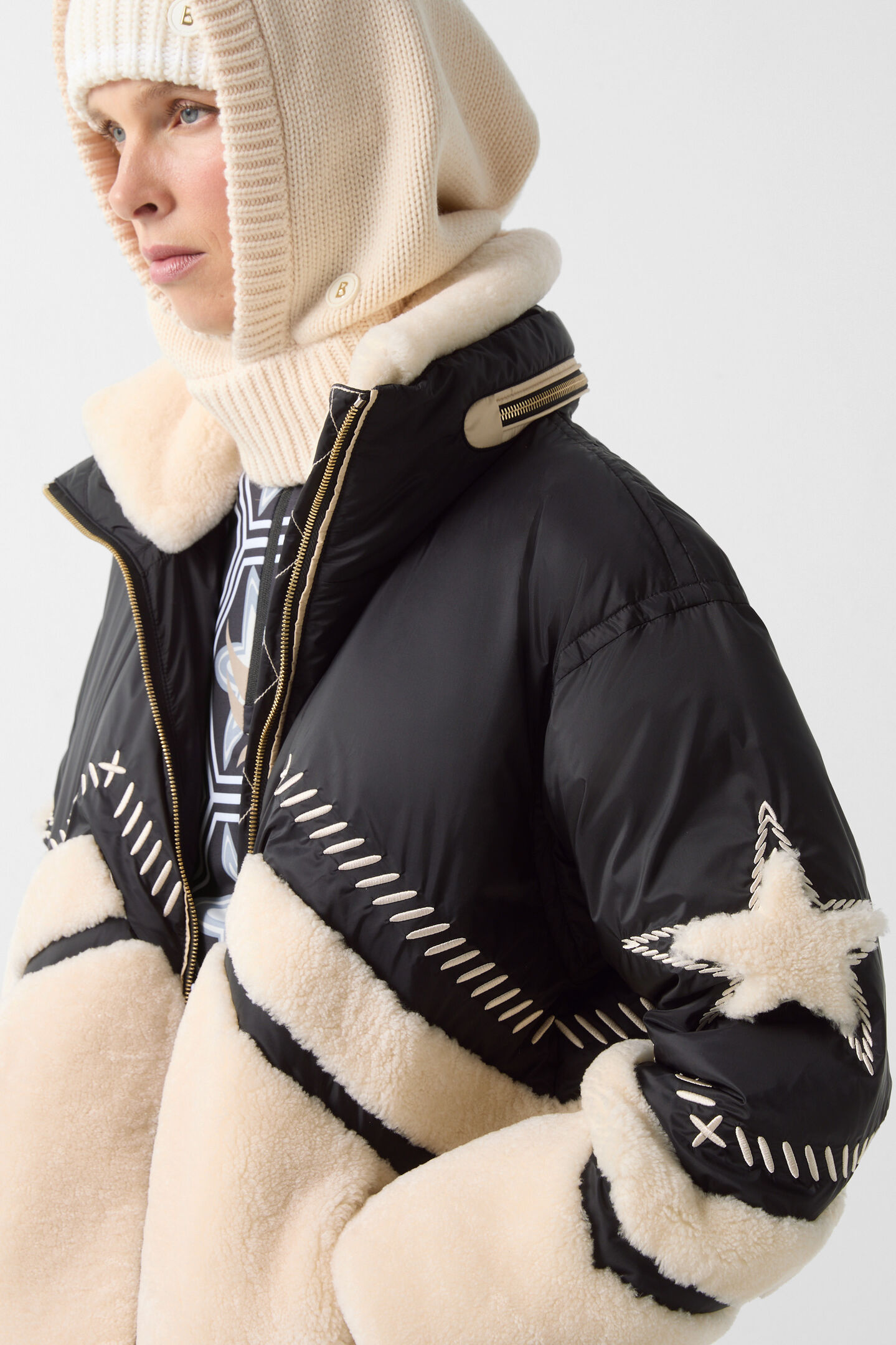 Ski-Daunenjacke Amie Schwarz/Creme