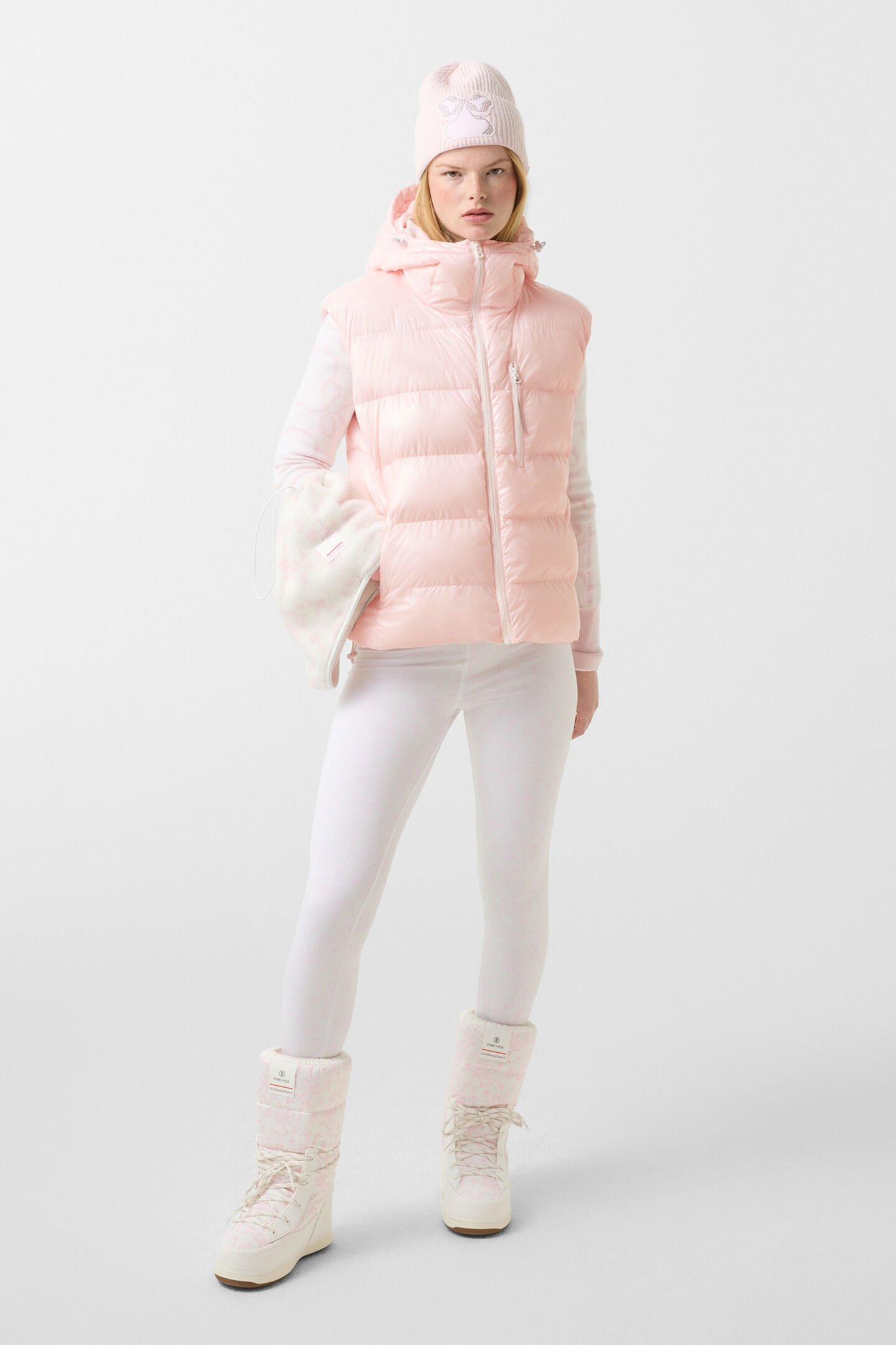 Reversible quilted vest Namilia Pink/Off-White