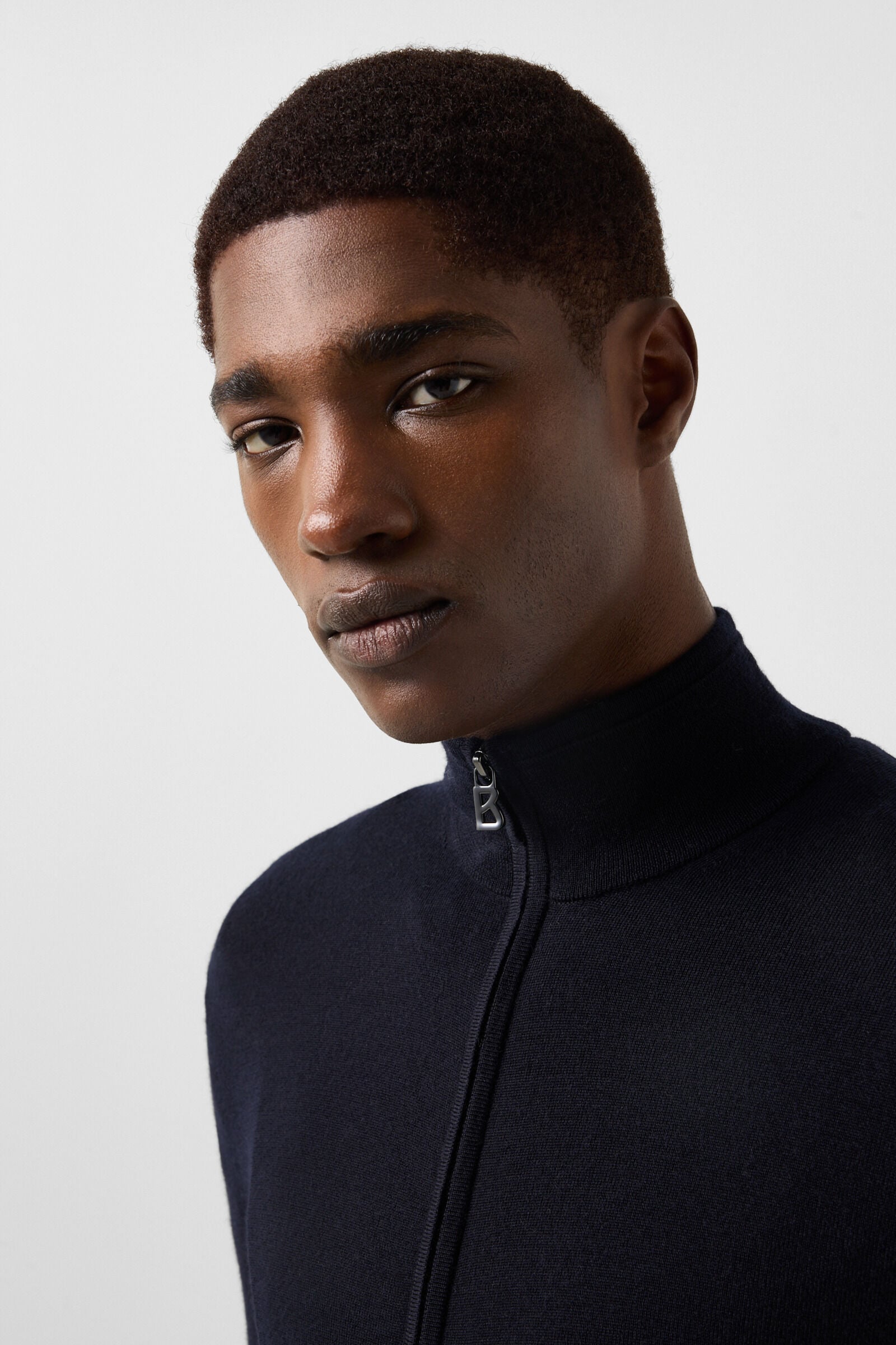 Oscar virgin wool knit jacket Navy