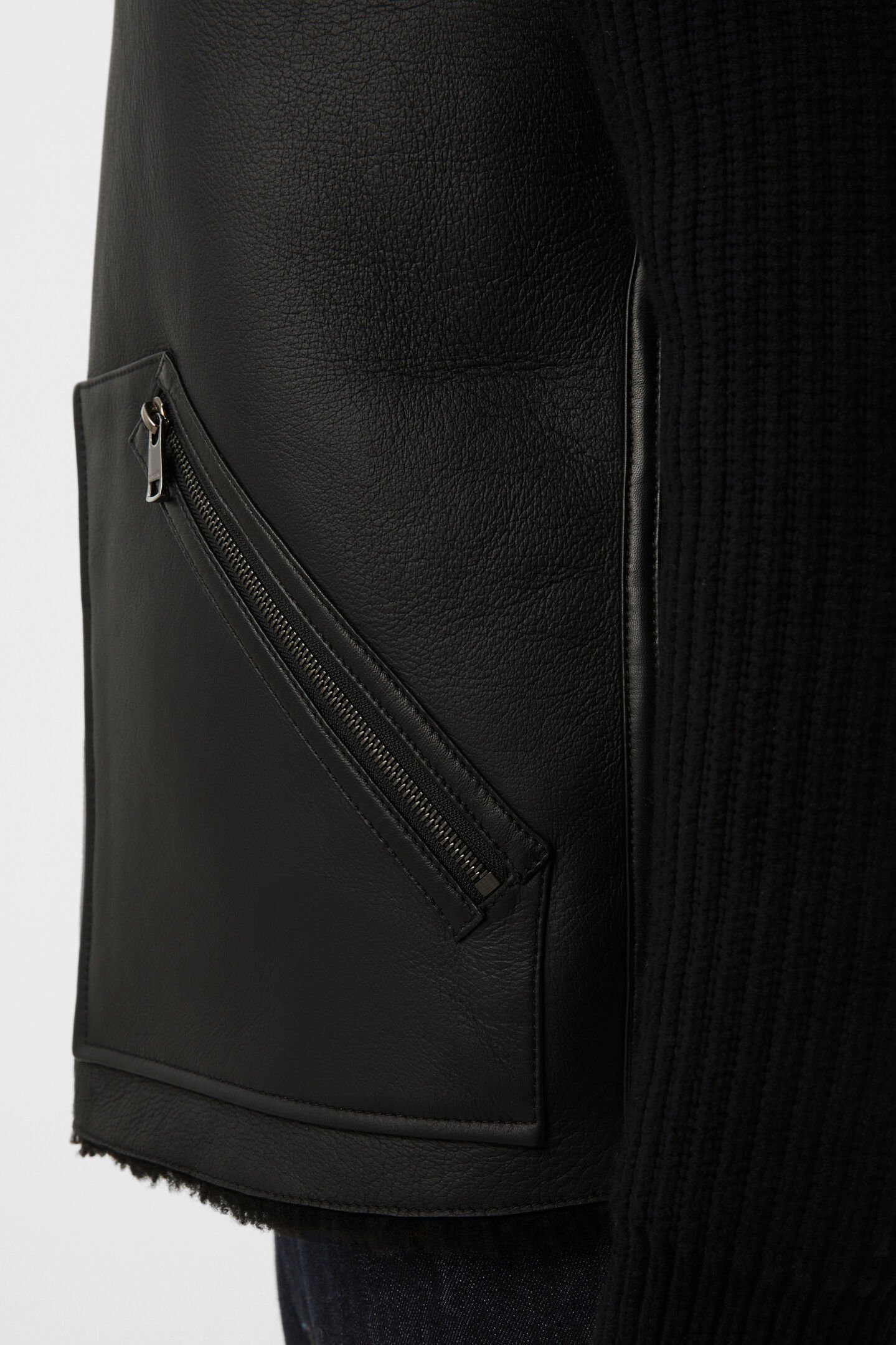 Moritz leather knit jacket Black